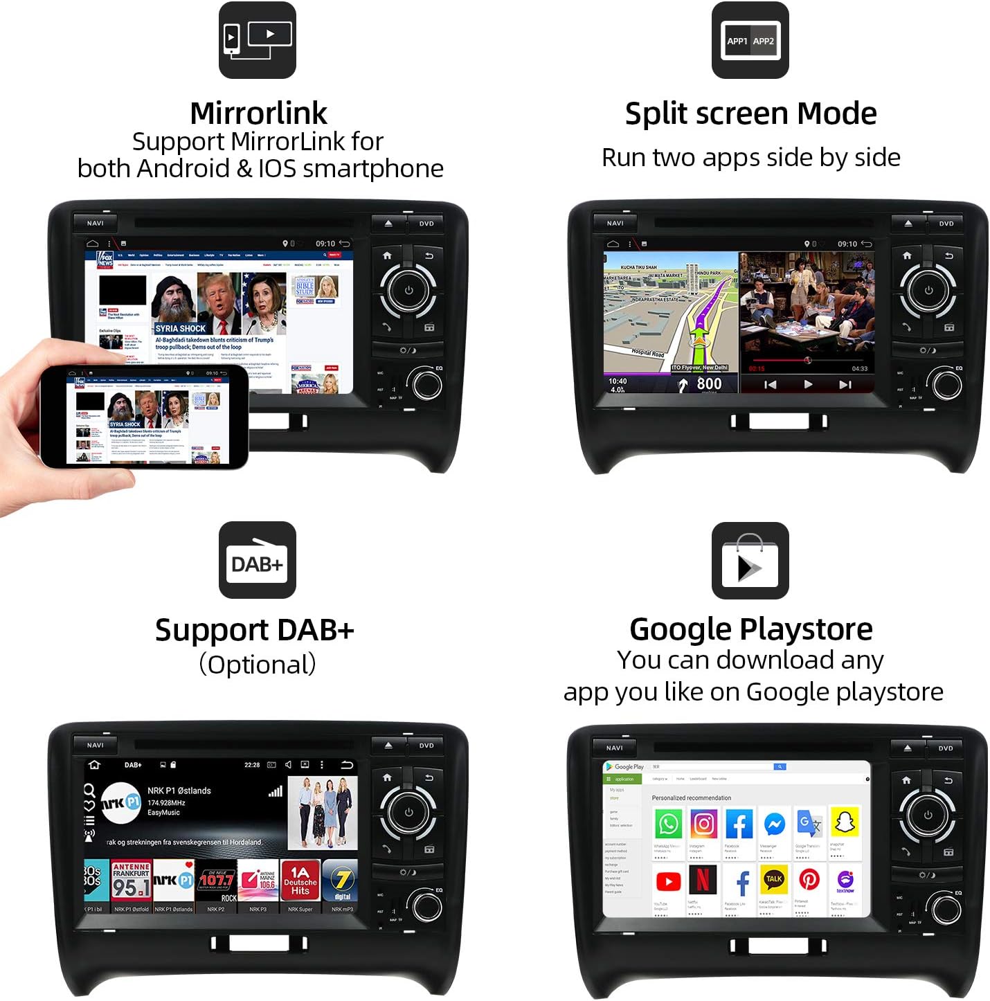 JOYX Autoradio Android 10 Doppio DIN per AUDI TT (2006-2011) - immagine 4