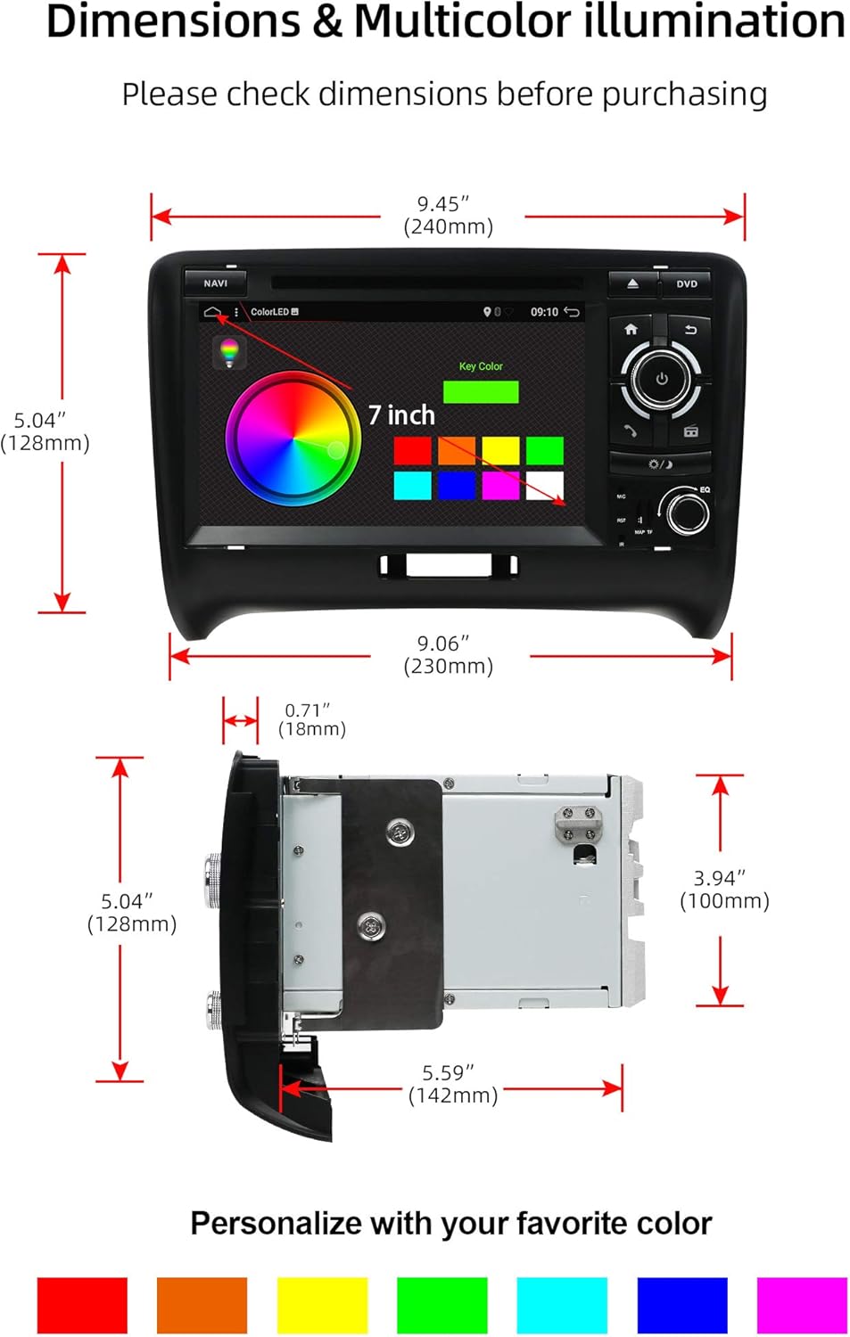 JOYX Autoradio Android 10 Doppio DIN per AUDI TT (2006-2011) - immagine 6