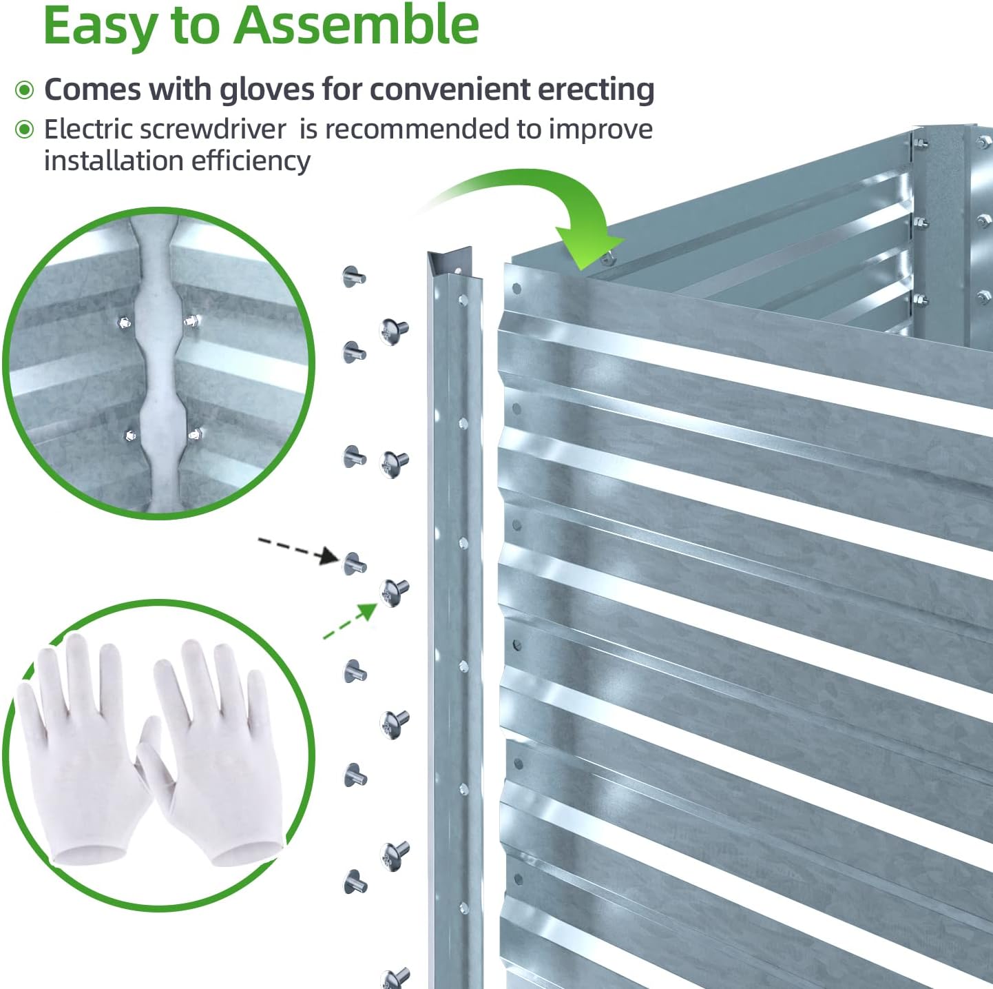 Ohuhu Letto per Orto Rialzato in Metallo 180x90x60 cm - immagine 3