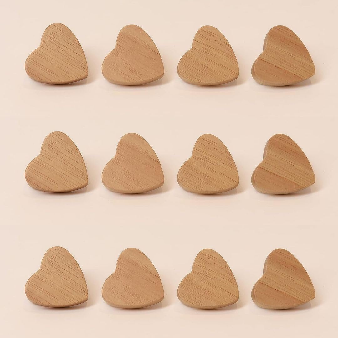 Pomelli per Mobili in Legno a Cuore, Set da 12 Pezzi