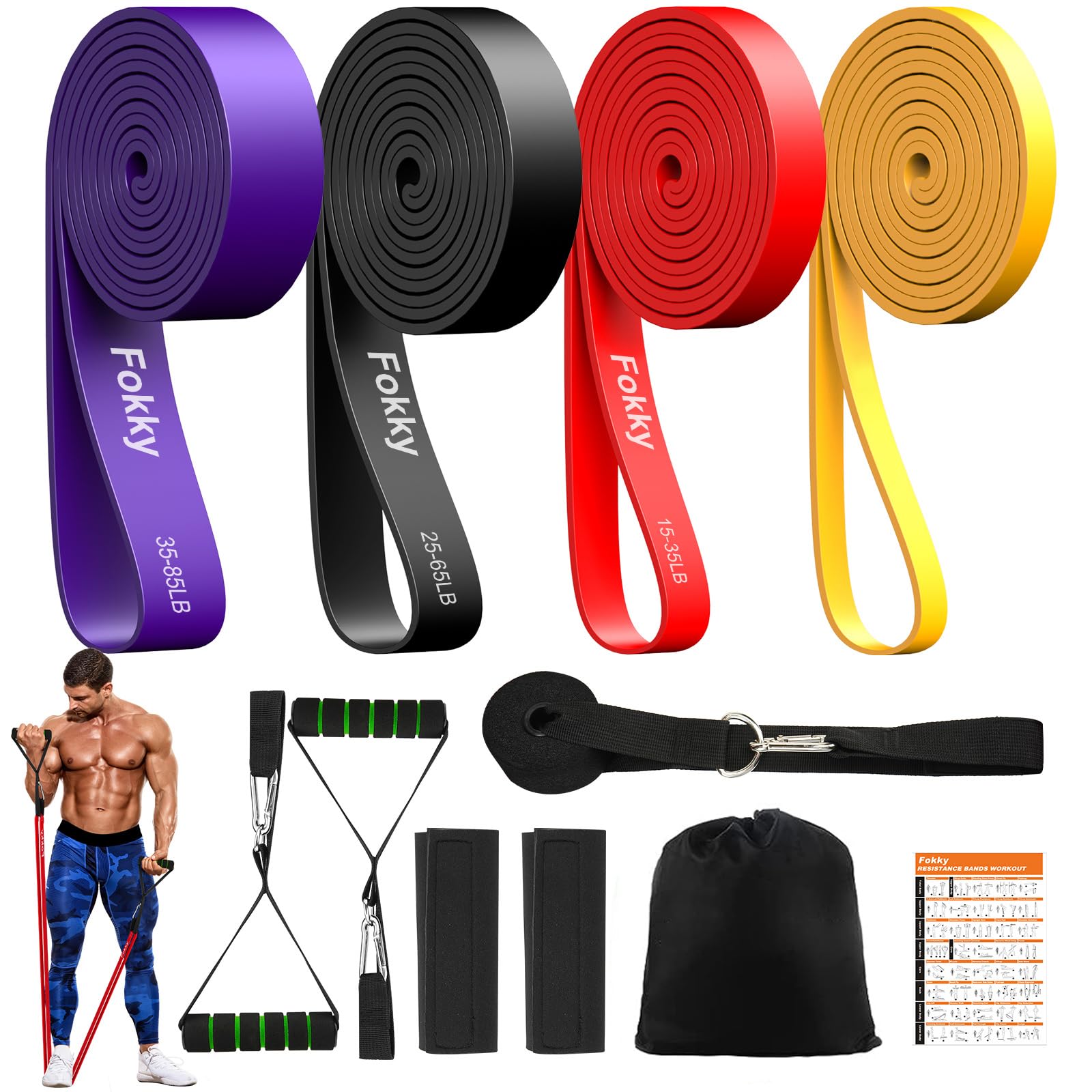 Fokky Elastici Fitness 4 Livelli di Resistenza