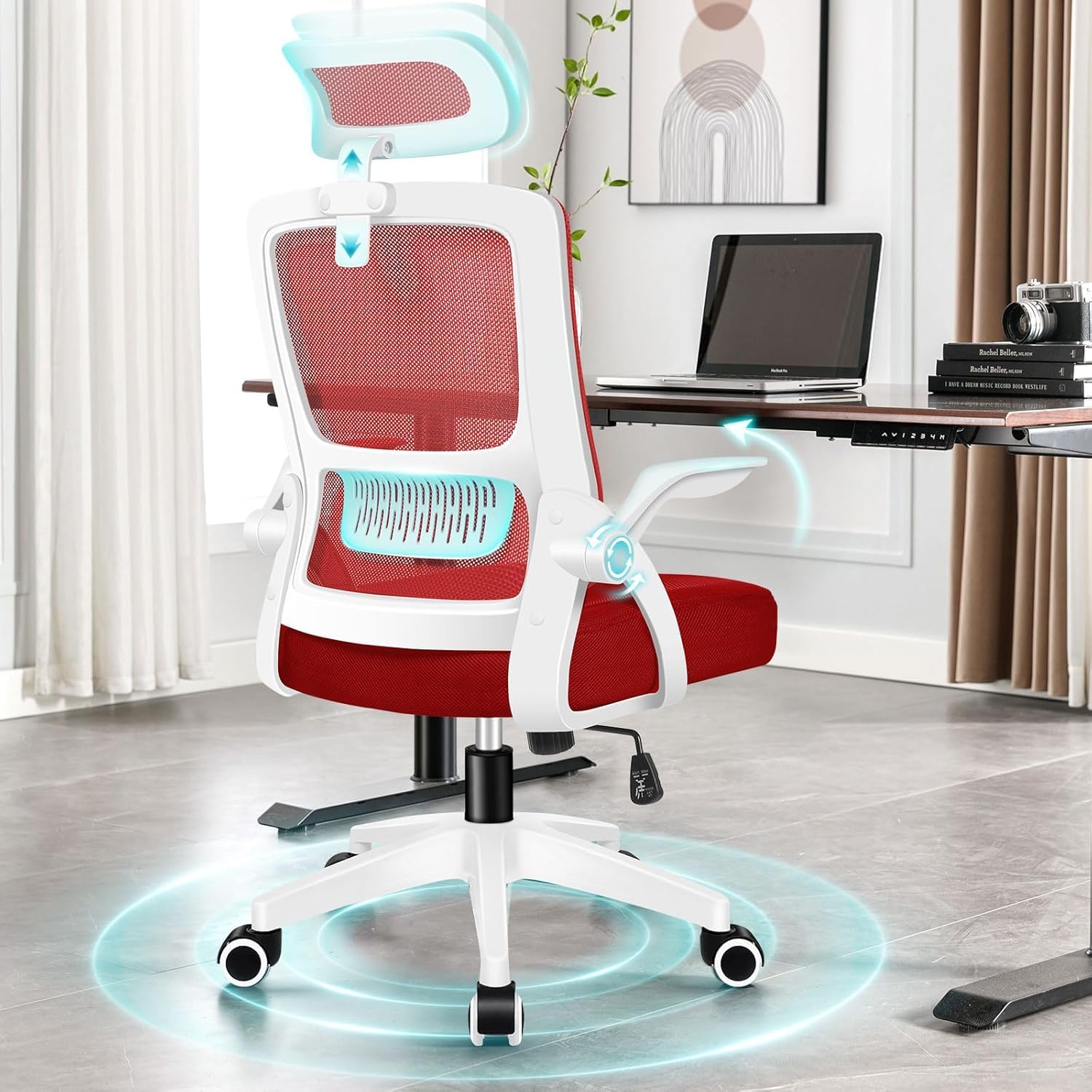 Alfordson Sedia da Ufficio Girevole, Rosso