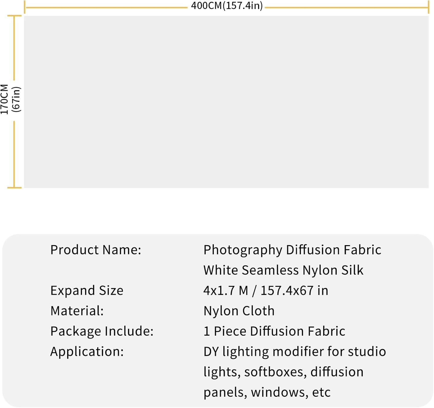 Selens Diffusore in Tessuto Nylon Seta Bianca 4x1,7m - immagine 5