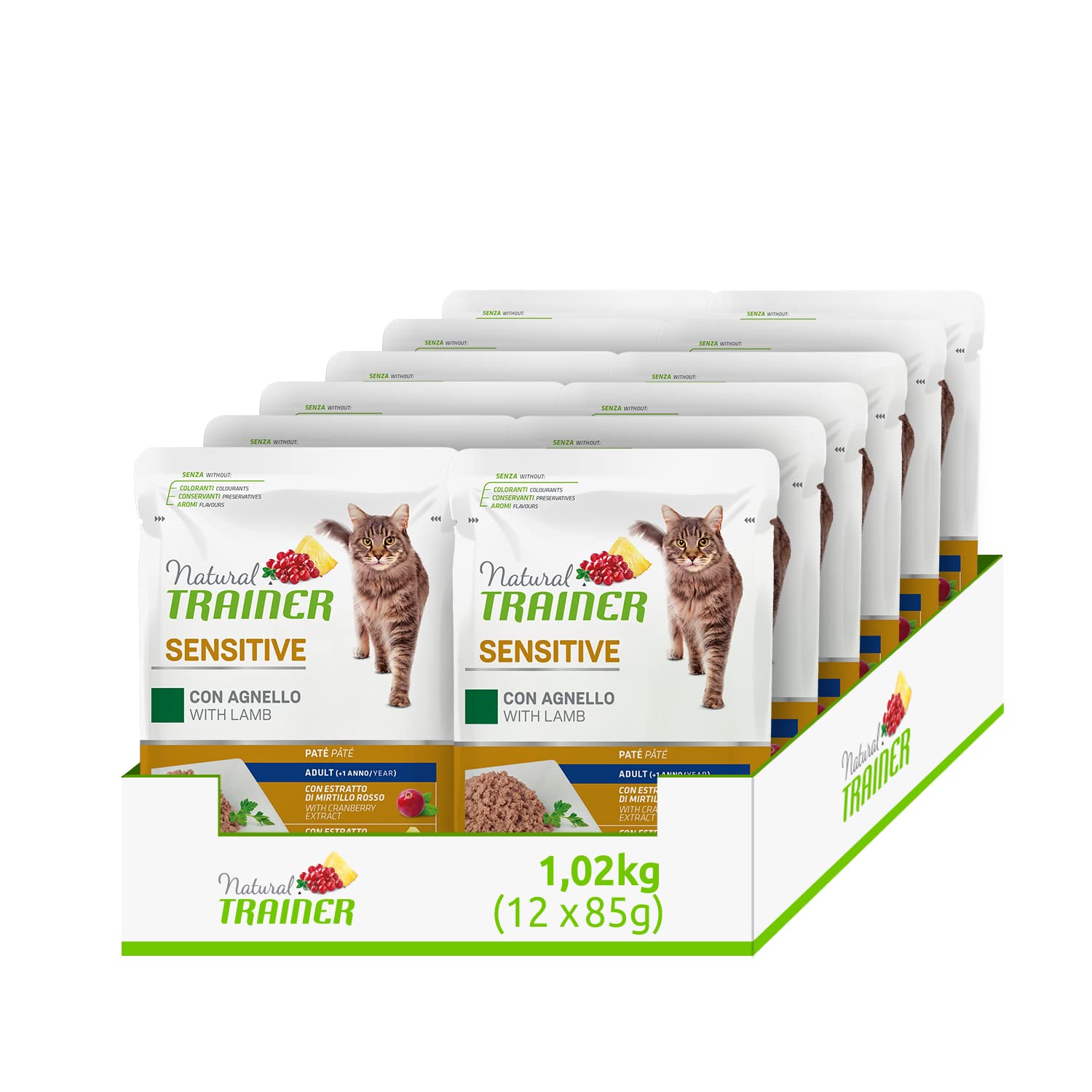 Natural Trainer Sensitive Adult Cibo Umido Gatti Agnello