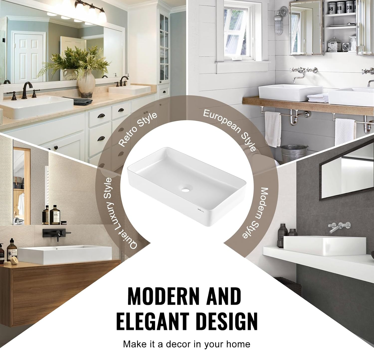 Vevor Lavandino da Appoggio Rettangolare 61x35 cm - immagine 5