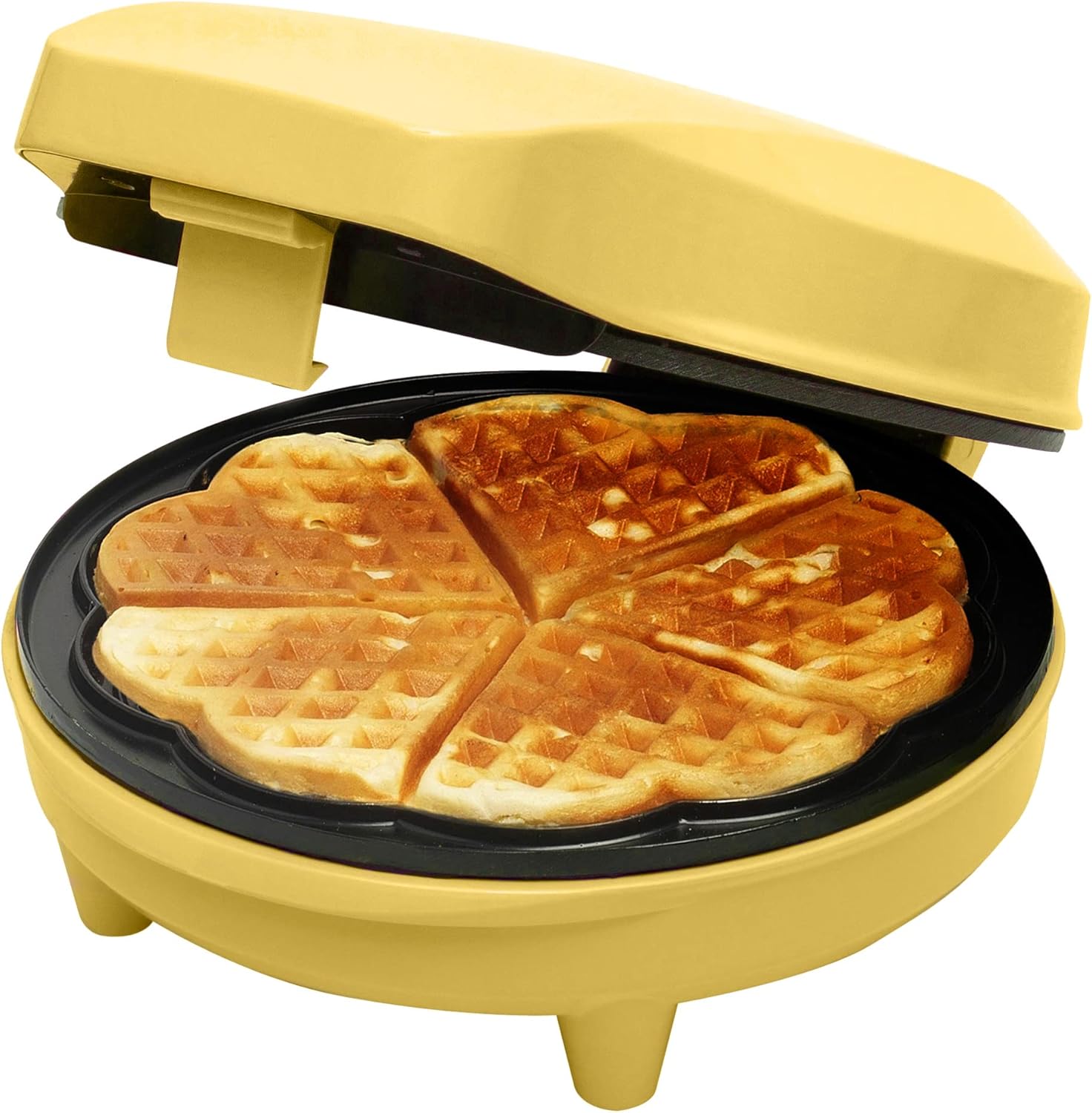 Bestron Waffle Maker a Cuore 700W, Giallo - immagine 1