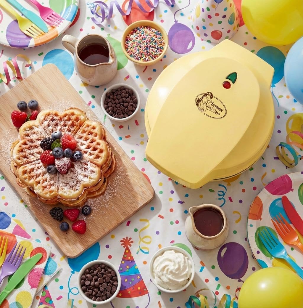 Bestron Waffle Maker a Cuore 700W, Giallo - immagine 2