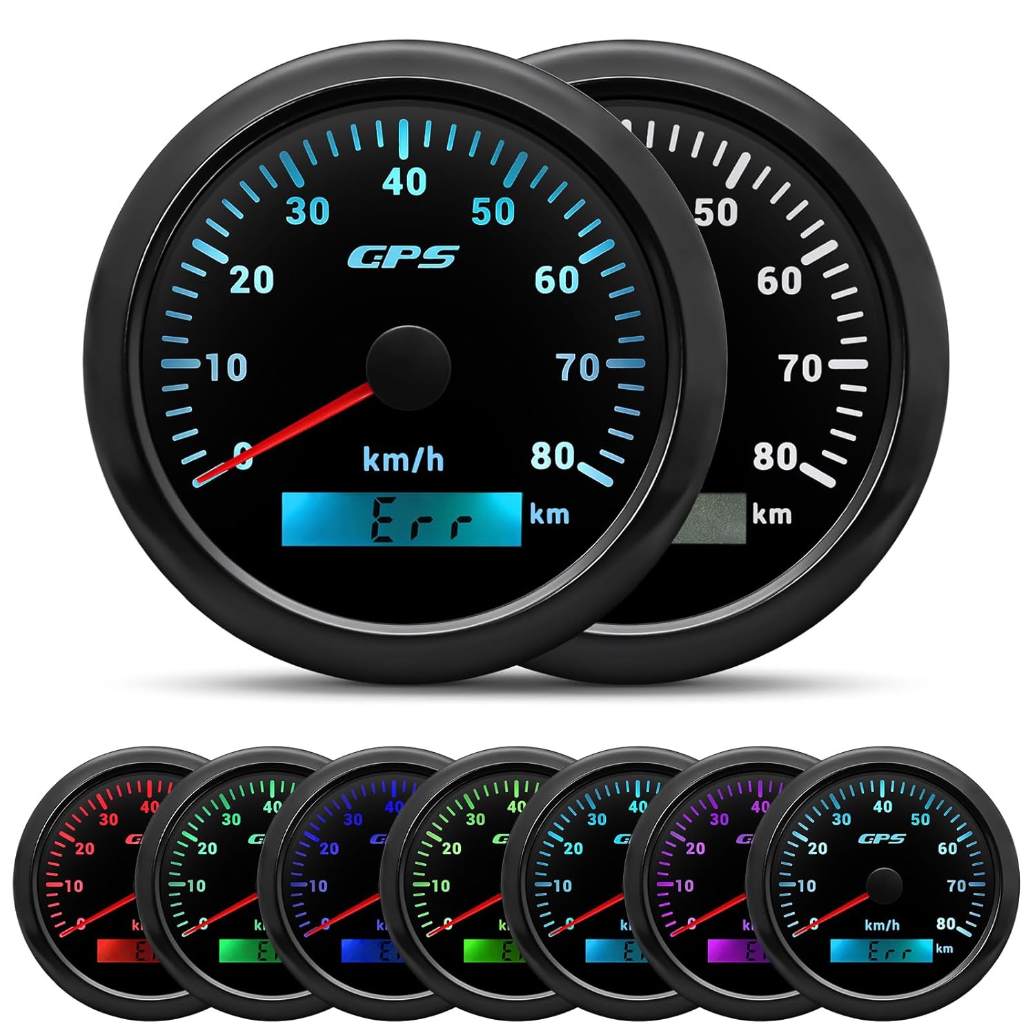 Tachimetro 85mm 0-80 km/H IP67 7 colori - immagine 3