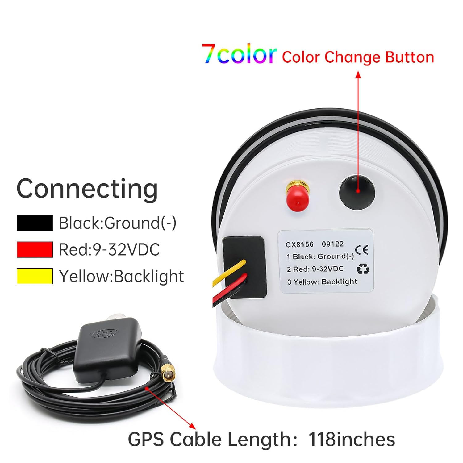 Tachimetro 85mm 0-80 km/H IP67 7 colori - immagine 7