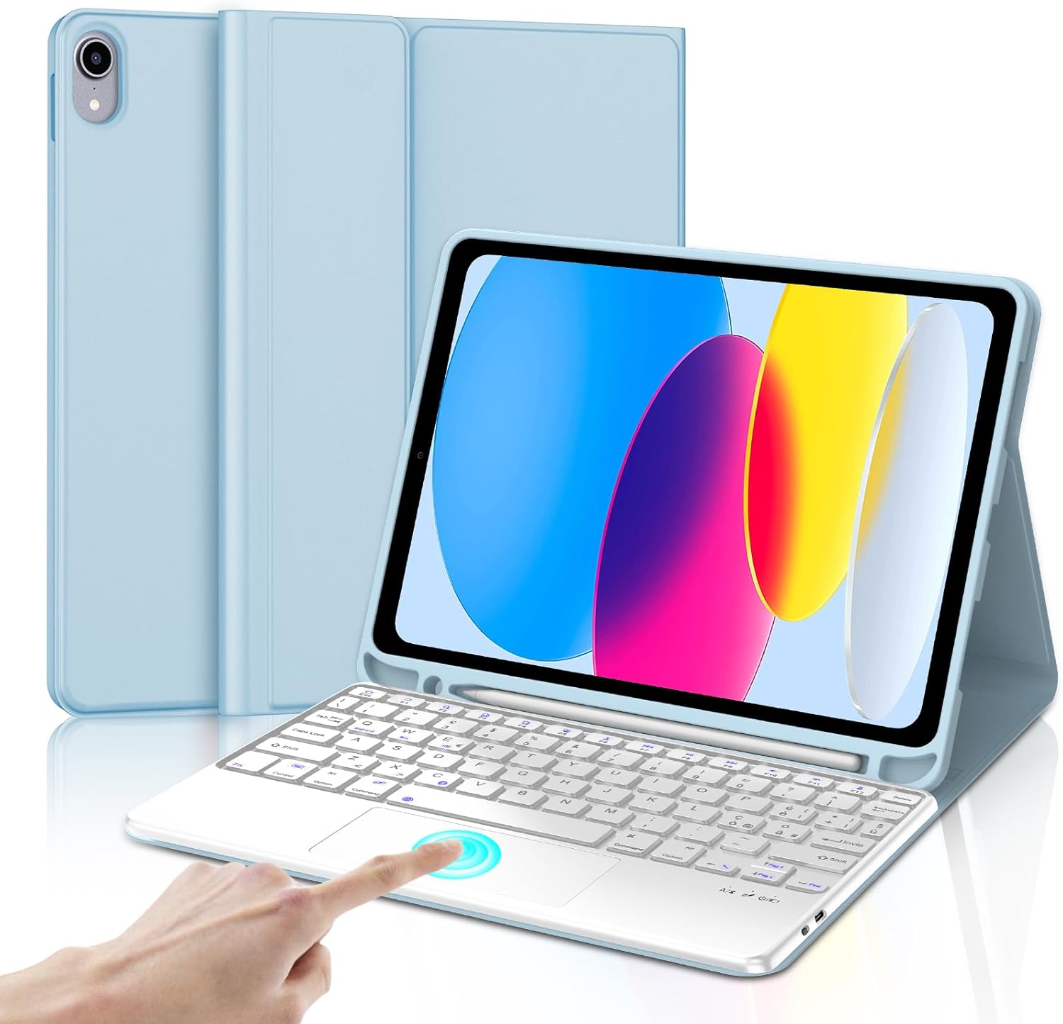 Iveoppe Tastiera iPad 10 Generazione con Touchpad, Blu - immagine 1