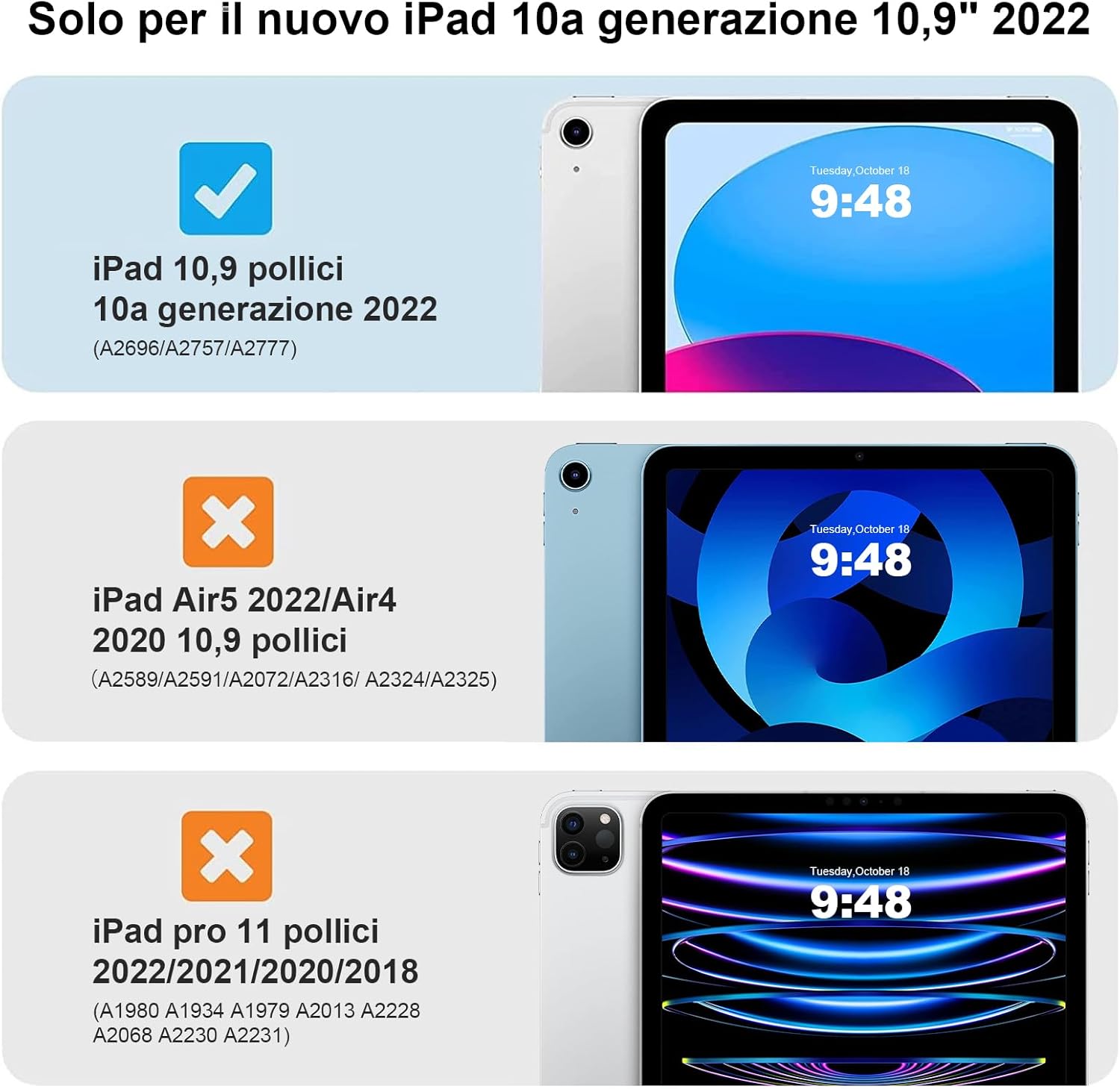 Iveoppe Tastiera iPad 10 Generazione con Touchpad, Blu - immagine 2