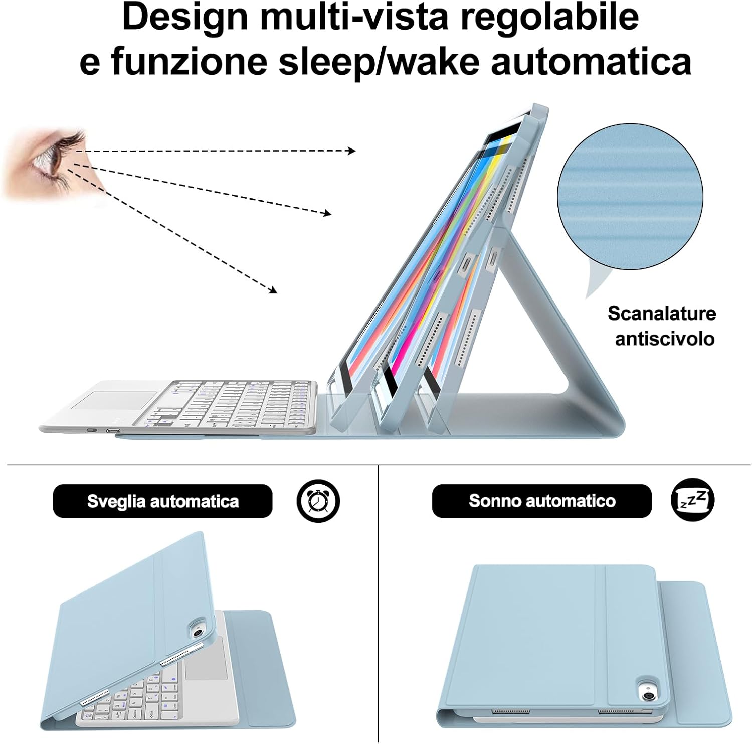 Iveoppe Tastiera iPad 10 Generazione con Touchpad, Blu - immagine 5