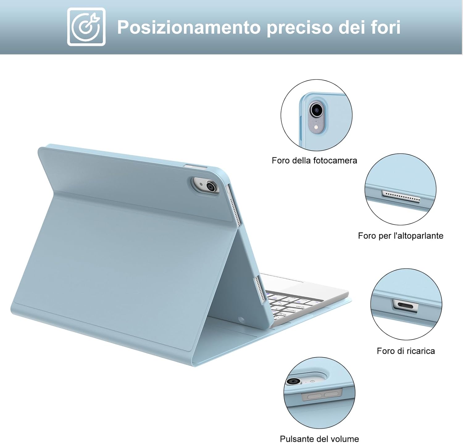Iveoppe Tastiera iPad 10 Generazione con Touchpad, Blu - immagine 7