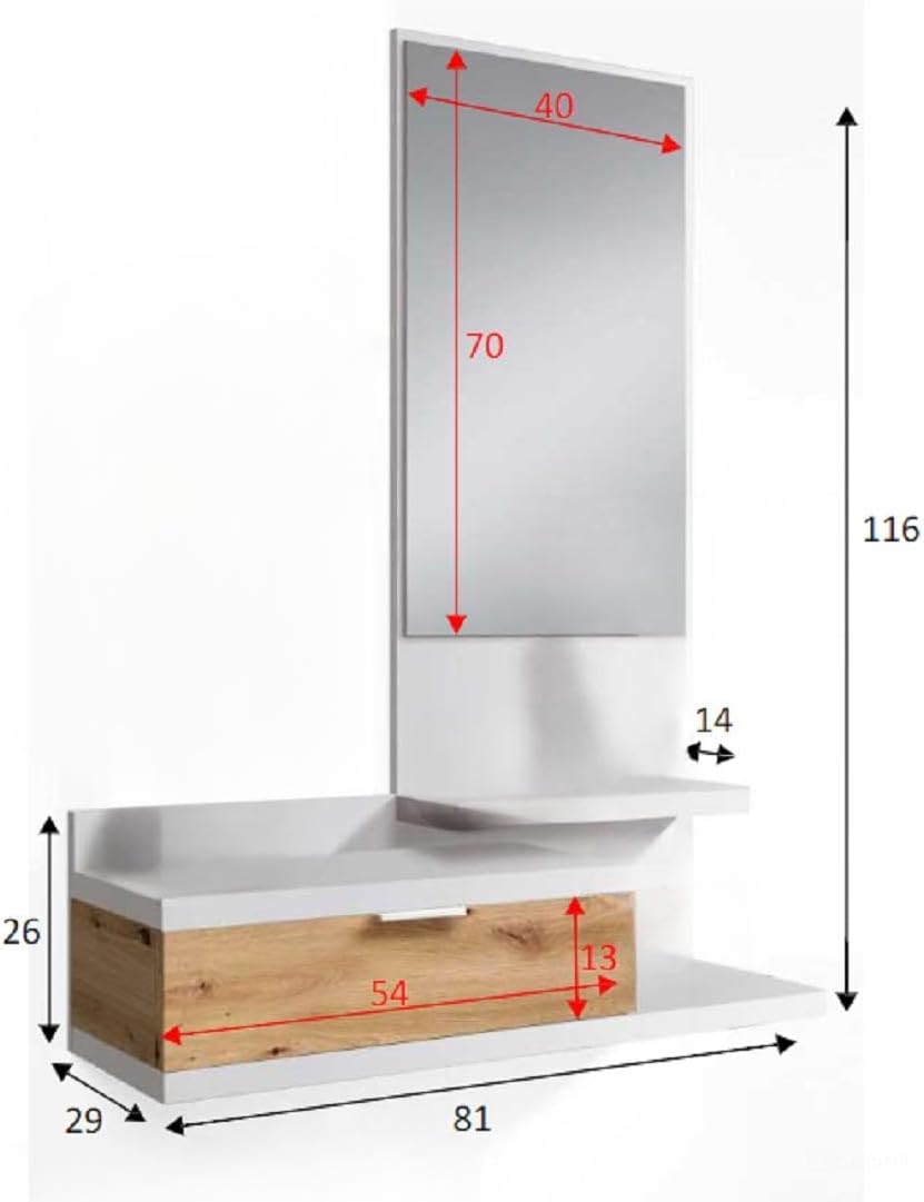 Dmora Mobile Ingresso Tijuana con Specchio e Cassetto - immagine 3