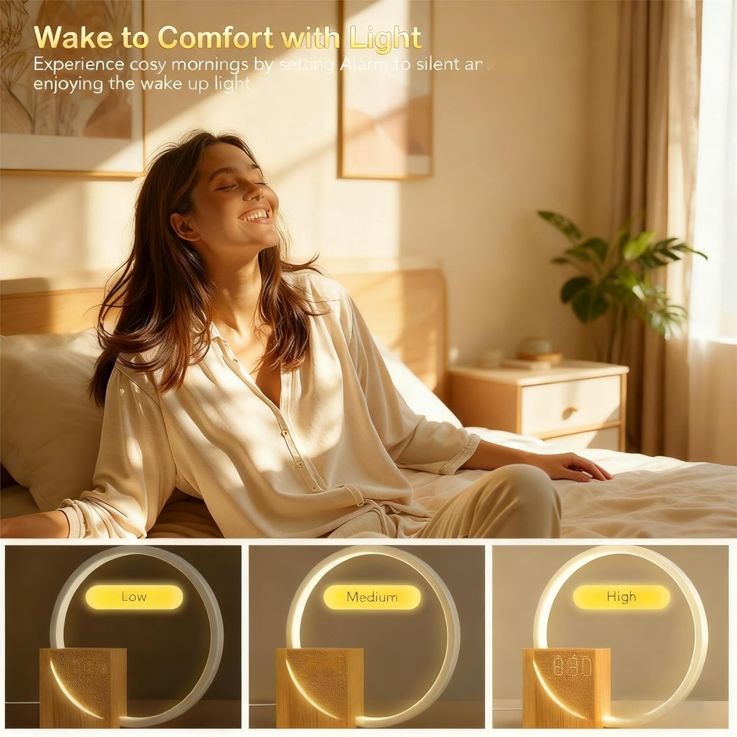 Lampada da Comodino 10W con Luce Sveglia e USB - immagine 4