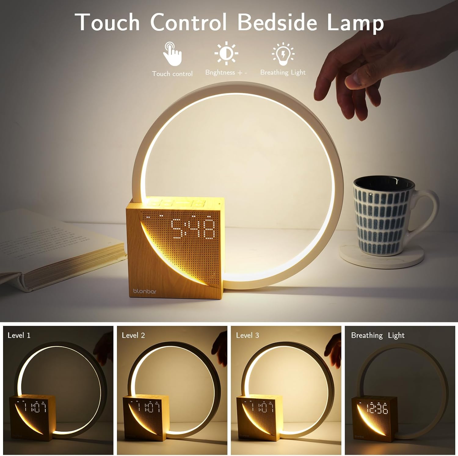 Lampada da Comodino 10W con Luce Sveglia e USB - immagine 6
