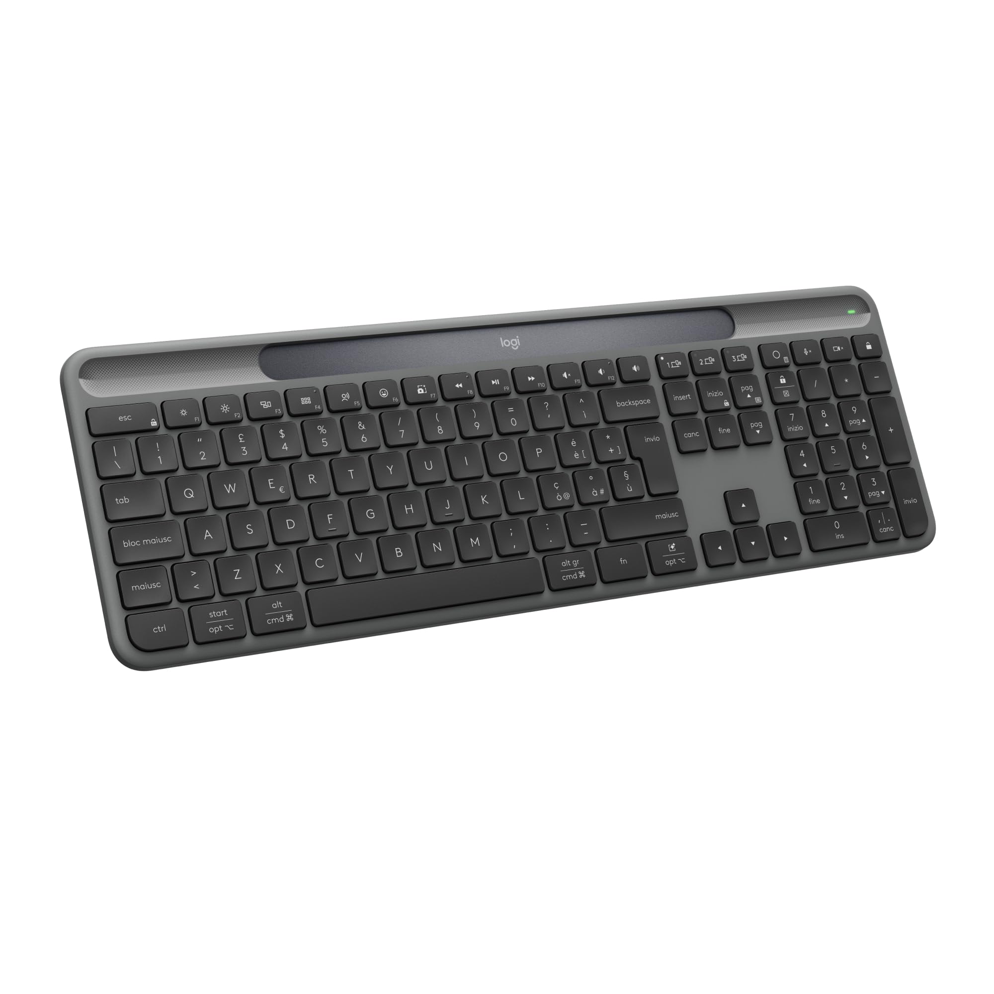 Logitech Signature Slim Solar+ - Tastiera Wireless Solare, Grafite