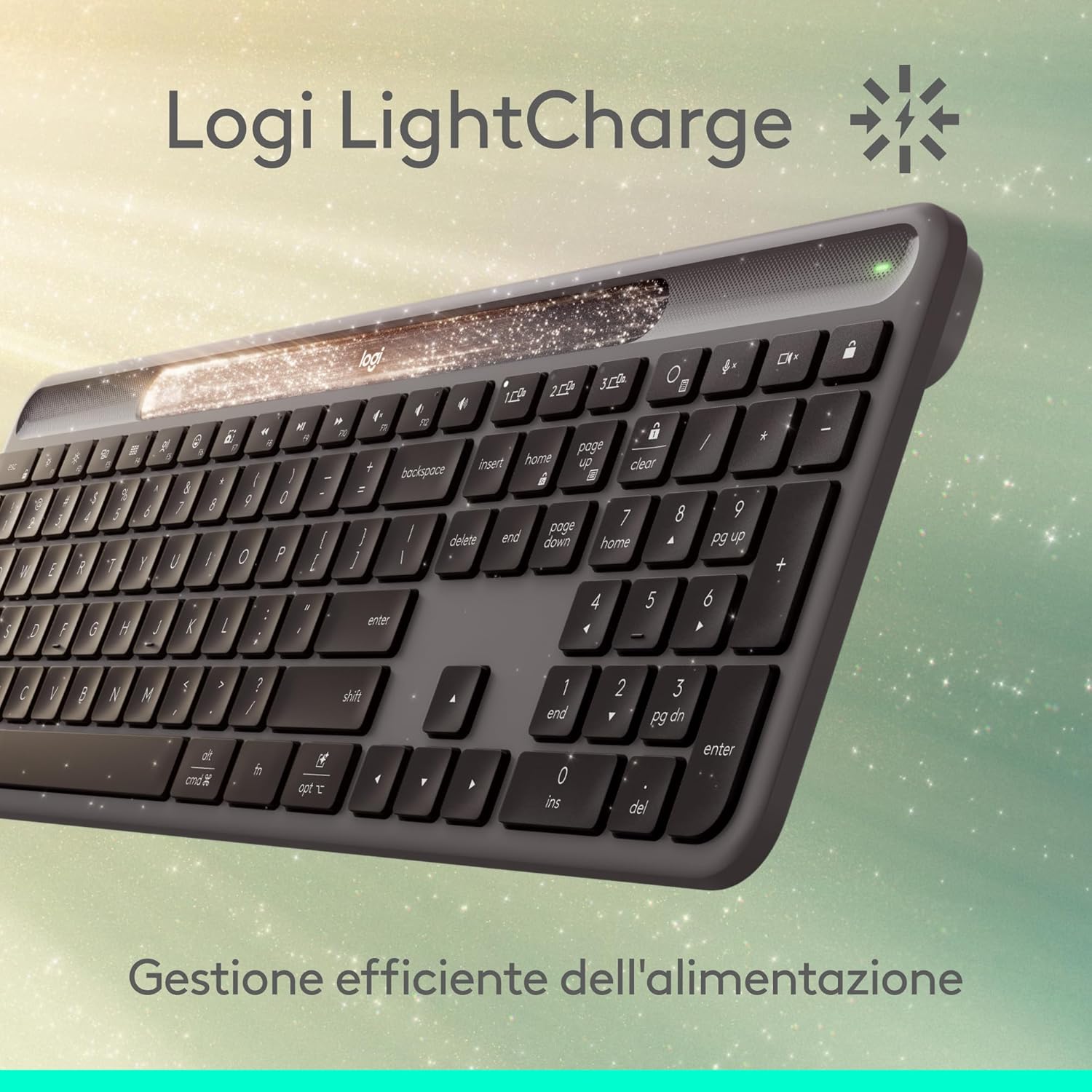 Logitech Signature Slim Solar+ - Tastiera Wireless Solare, Grafite - immagine 3