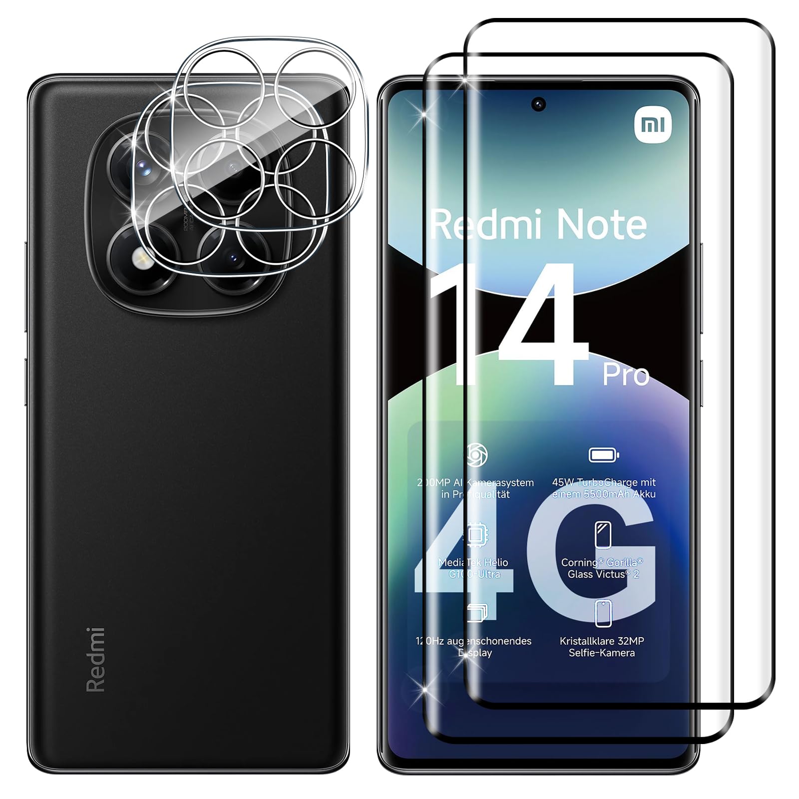 Lutree Vetro Temperato per Xiaomi Redmi Note 14 Pro 4G