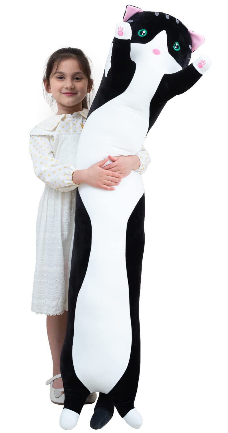Kekeso Gatto Peluche Cuscino Lungo 130cm, Black