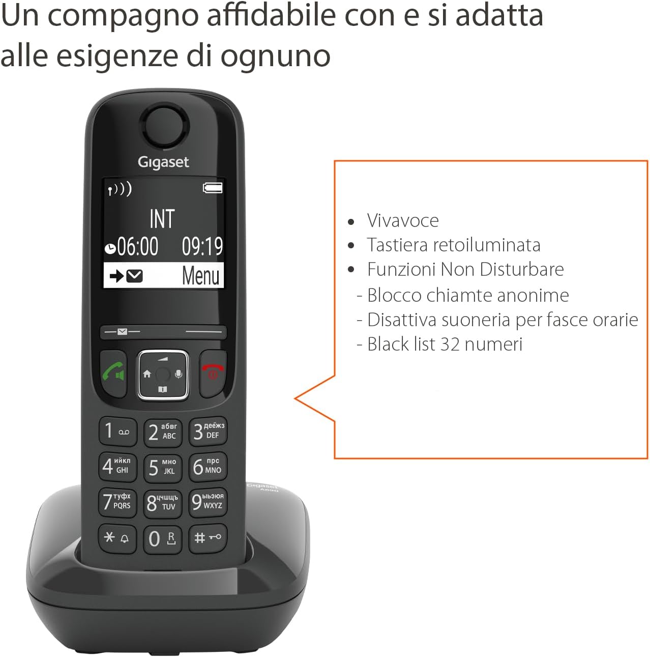 Gigaset AS690 Telefono Cordless con Vivavoce, Nero - immagine 4