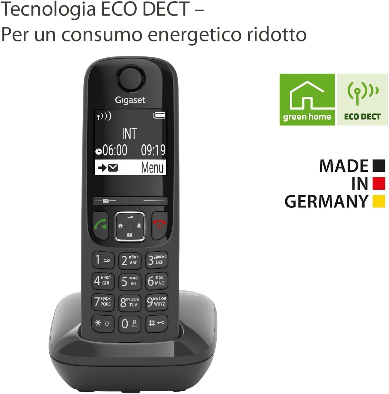 Gigaset AS690 Telefono Cordless con Vivavoce, Nero - immagine 5