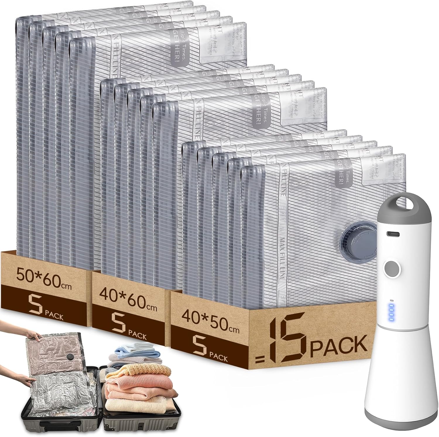 Vacbird Sacchetti Sottovuoto Vestiti 15 Pezzi