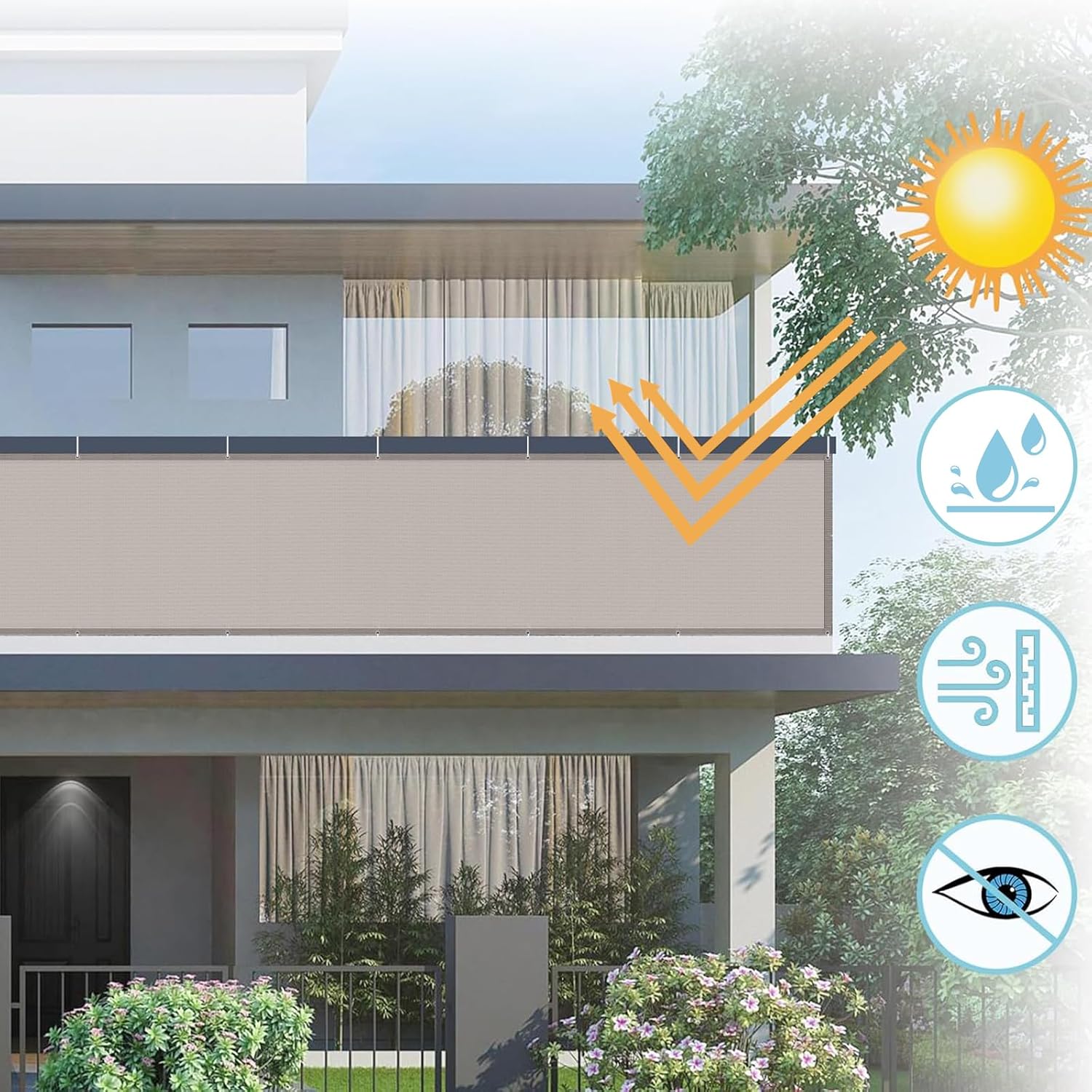 AXT SHADE Frangivista Balcone 80x900cm, Taupe - immagine 2