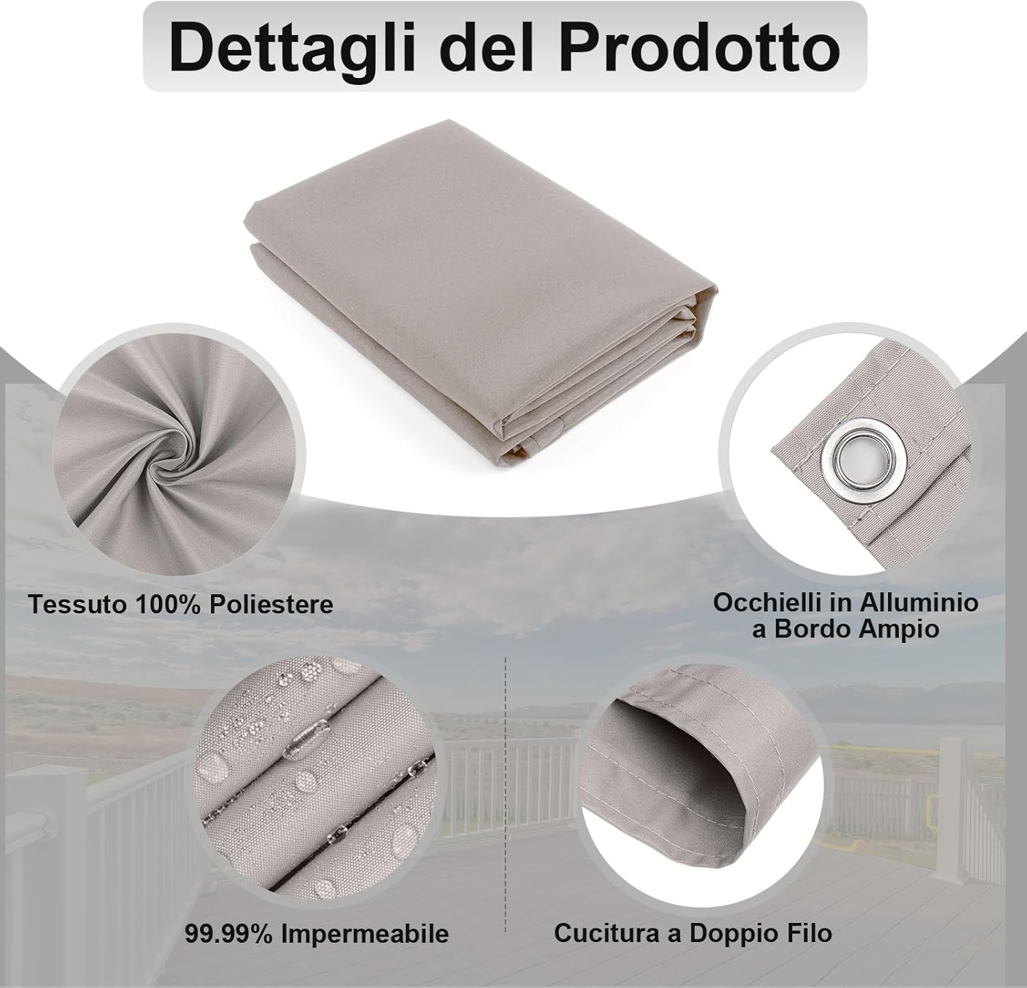 AXT SHADE Frangivista Balcone 80x900cm, Taupe - immagine 3