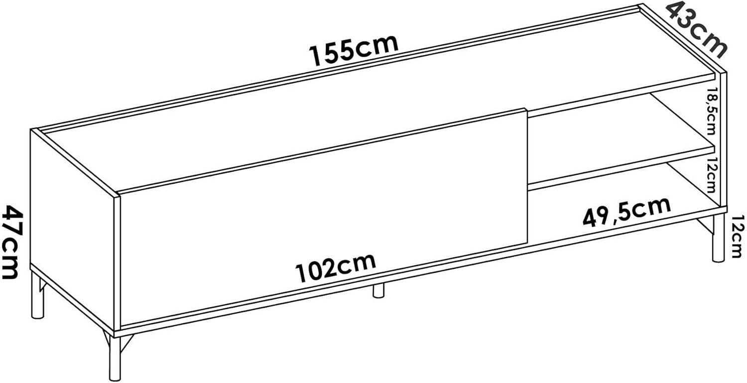 Dmora Mobile Porta TV Asinara 155x43h47 cm - immagine 3