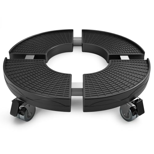 Sottovaso con Ruote Regolabile 38-54 cm, Nero