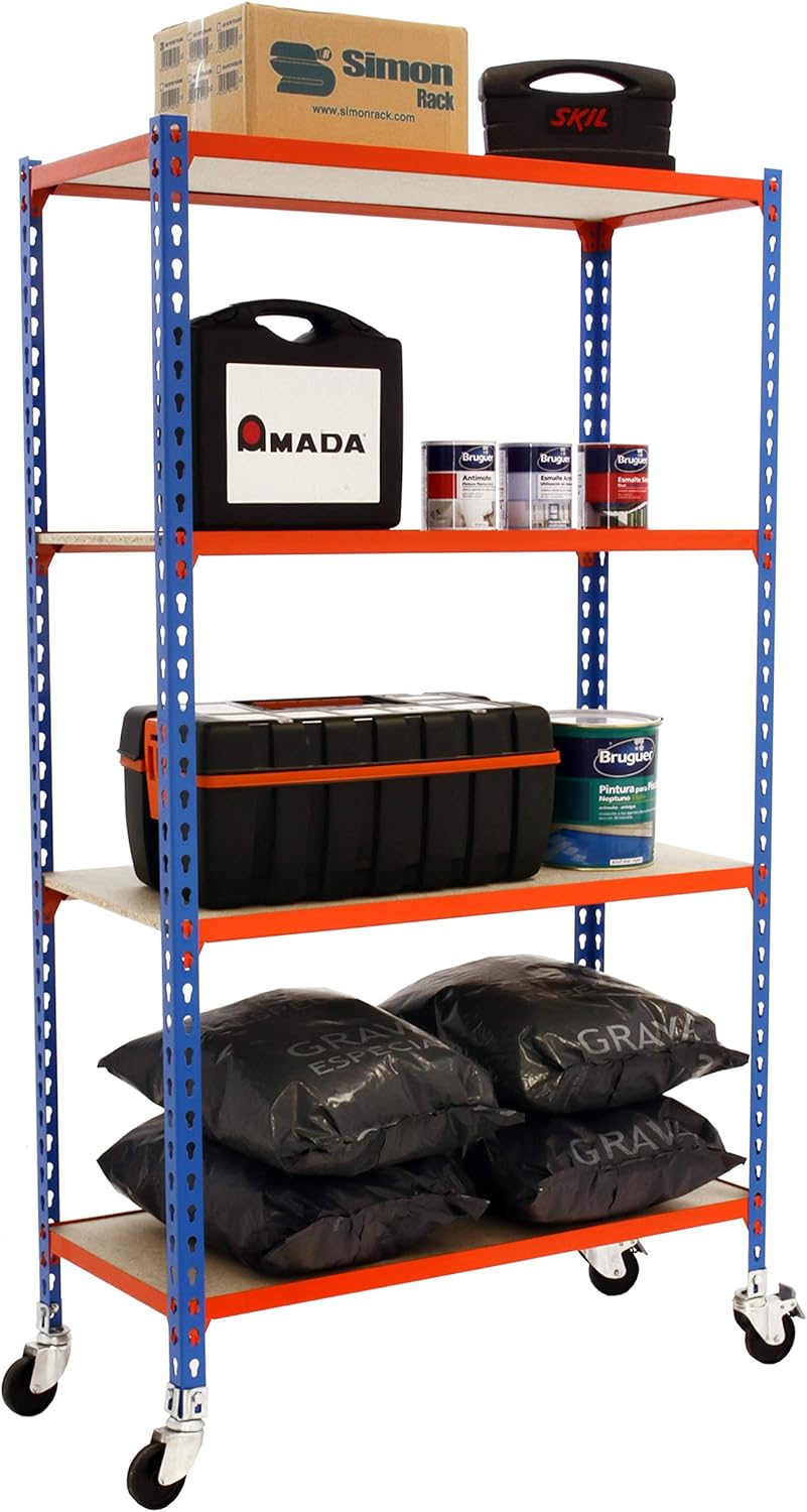 Simon Rack Scaffale Metallo Garage 4 Livelli con Ruote - immagine 2