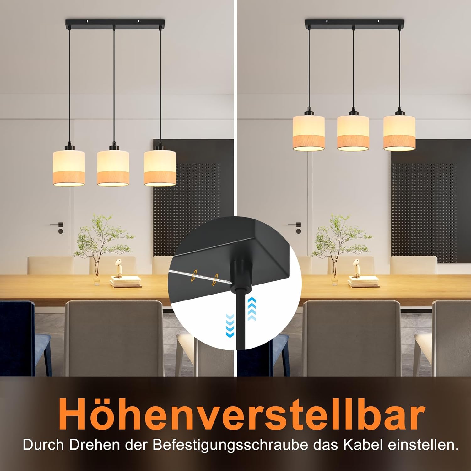 Lampada a Sospensione Vintage E27 3 Blocchi, Bianca - immagine 4