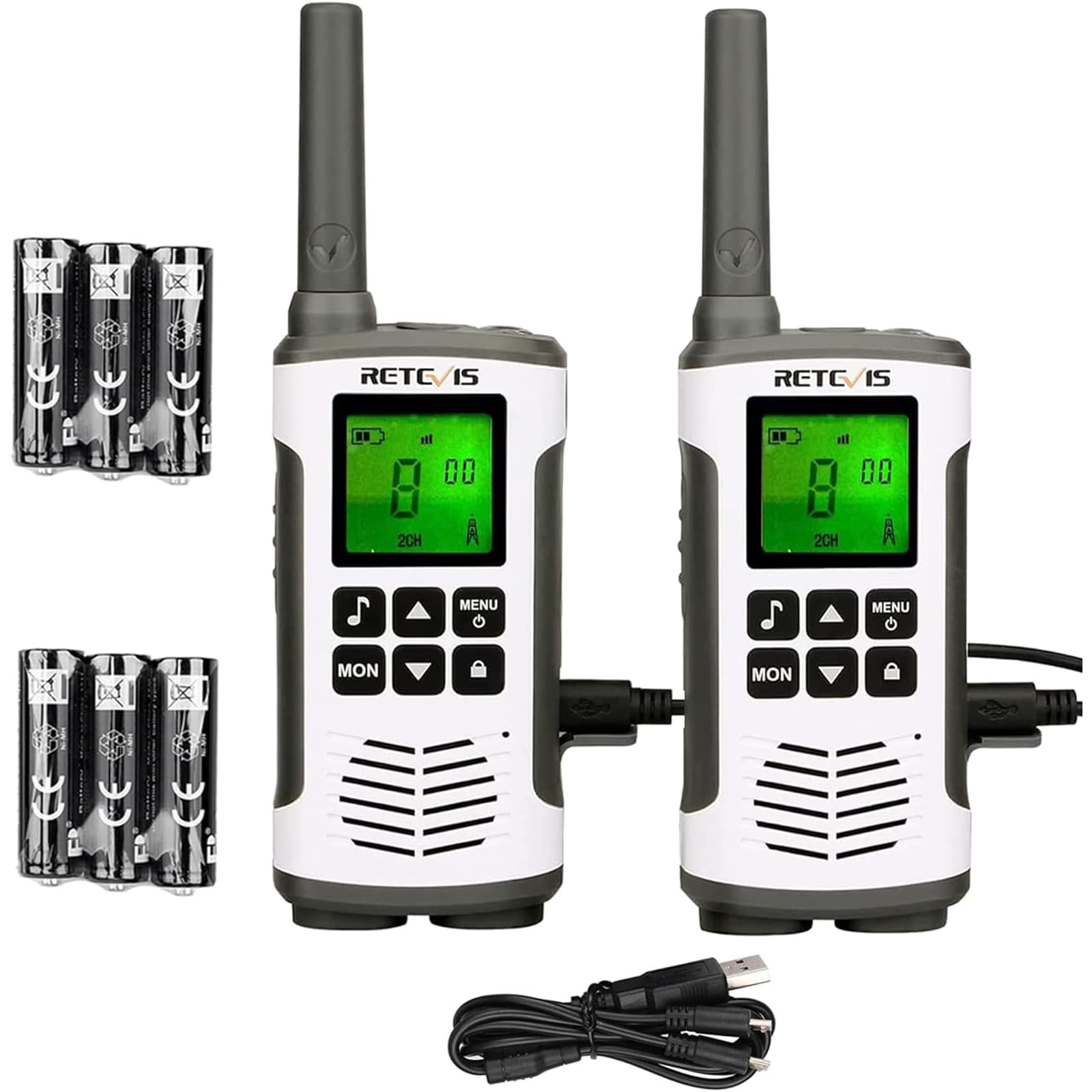Retevis RT45 Walkie Talkie PMR446 (2 Pezzi, Bianco)