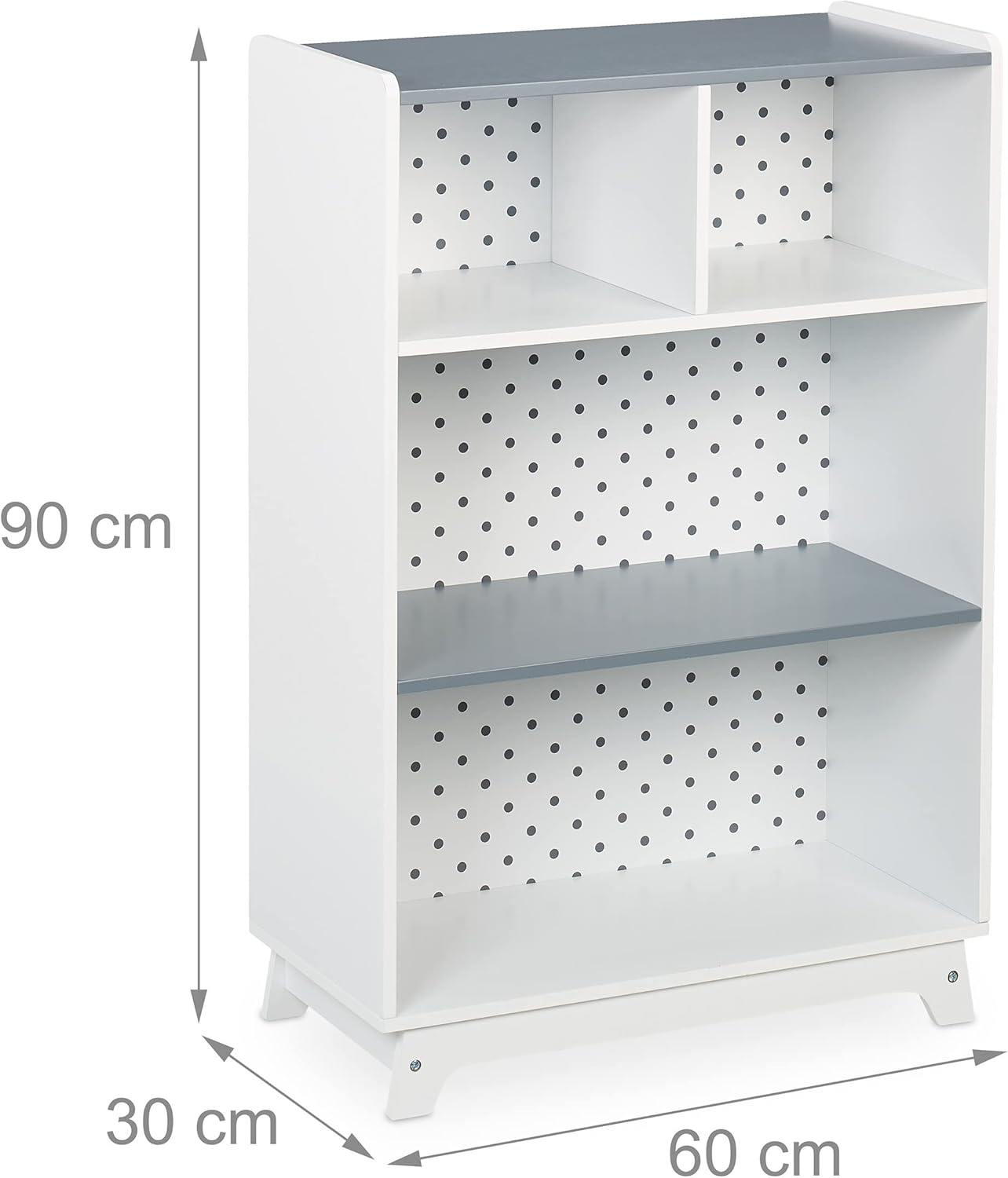 Relaxdays Scaffale Cameretta 4 Scomparti, Bianco Grigio - immagine 3