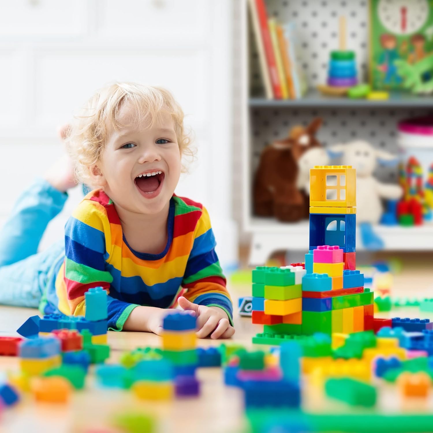 Relaxdays Scaffale Cameretta 4 Scomparti, Bianco Grigio - immagine 4