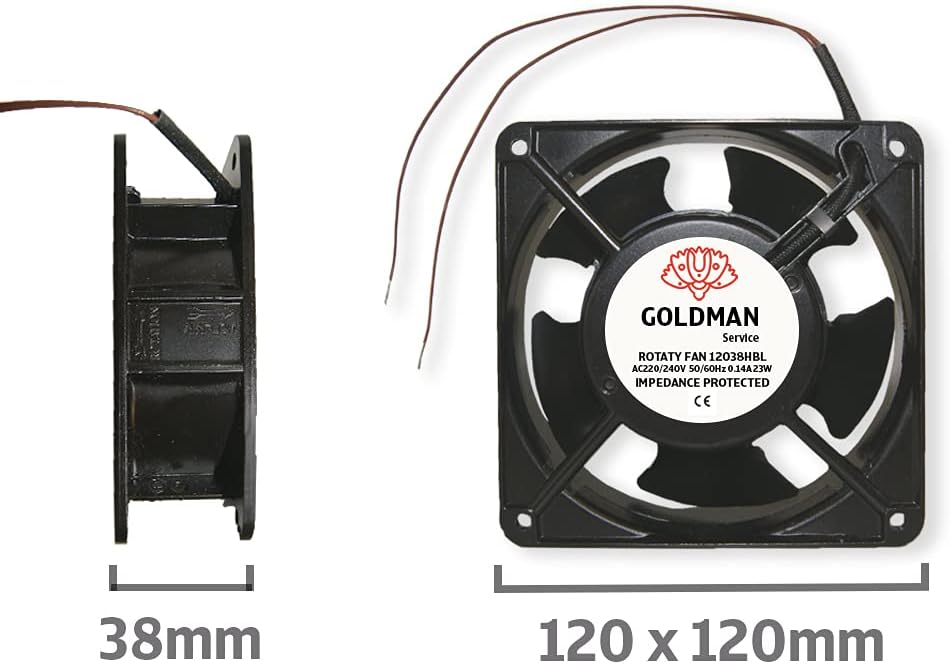 Ventola Assiale per Cassetta Camino 120x120x38mm, Nera - immagine 2