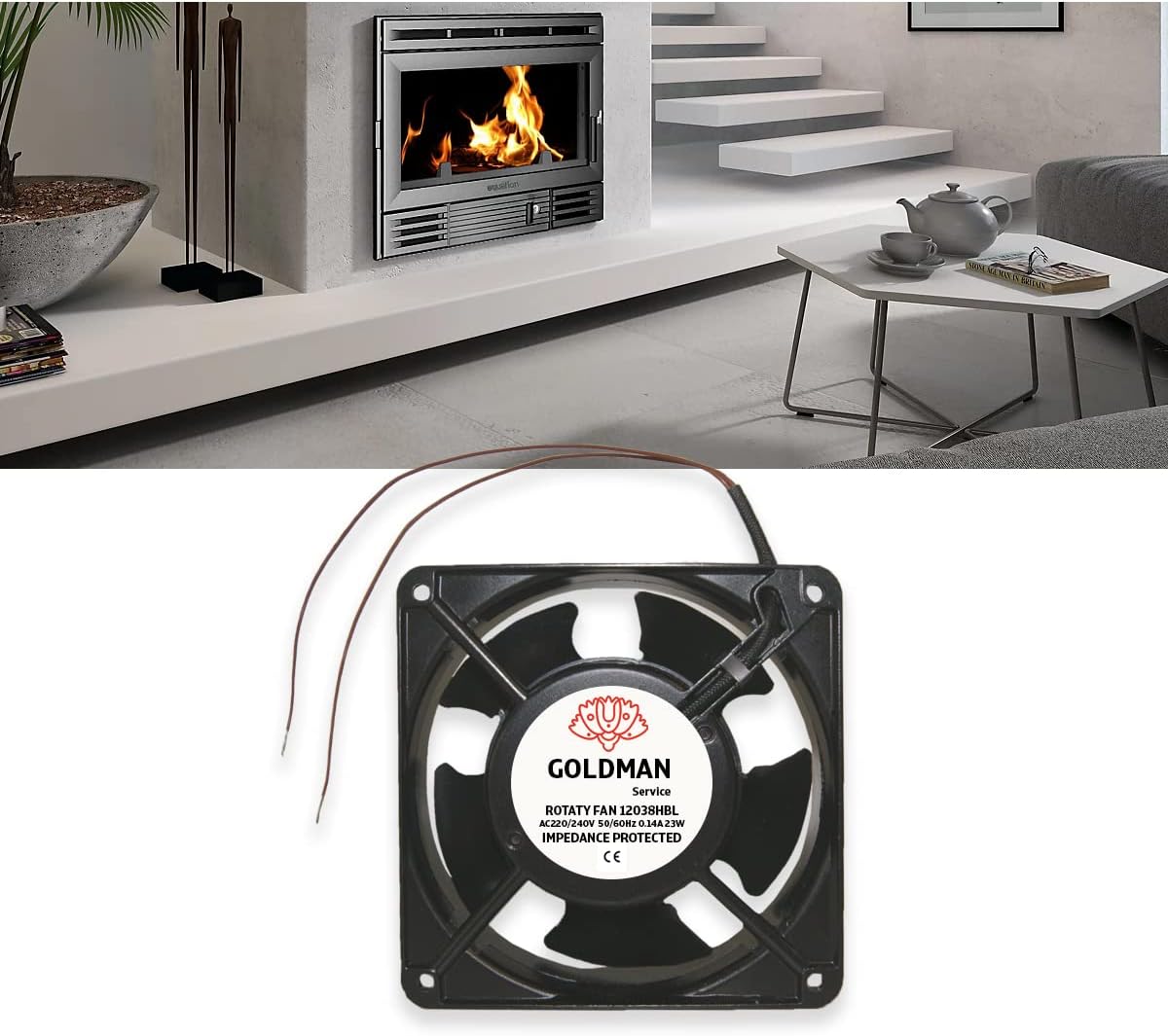 Ventola Assiale per Cassetta Camino 120x120x38mm, Nera - immagine 6