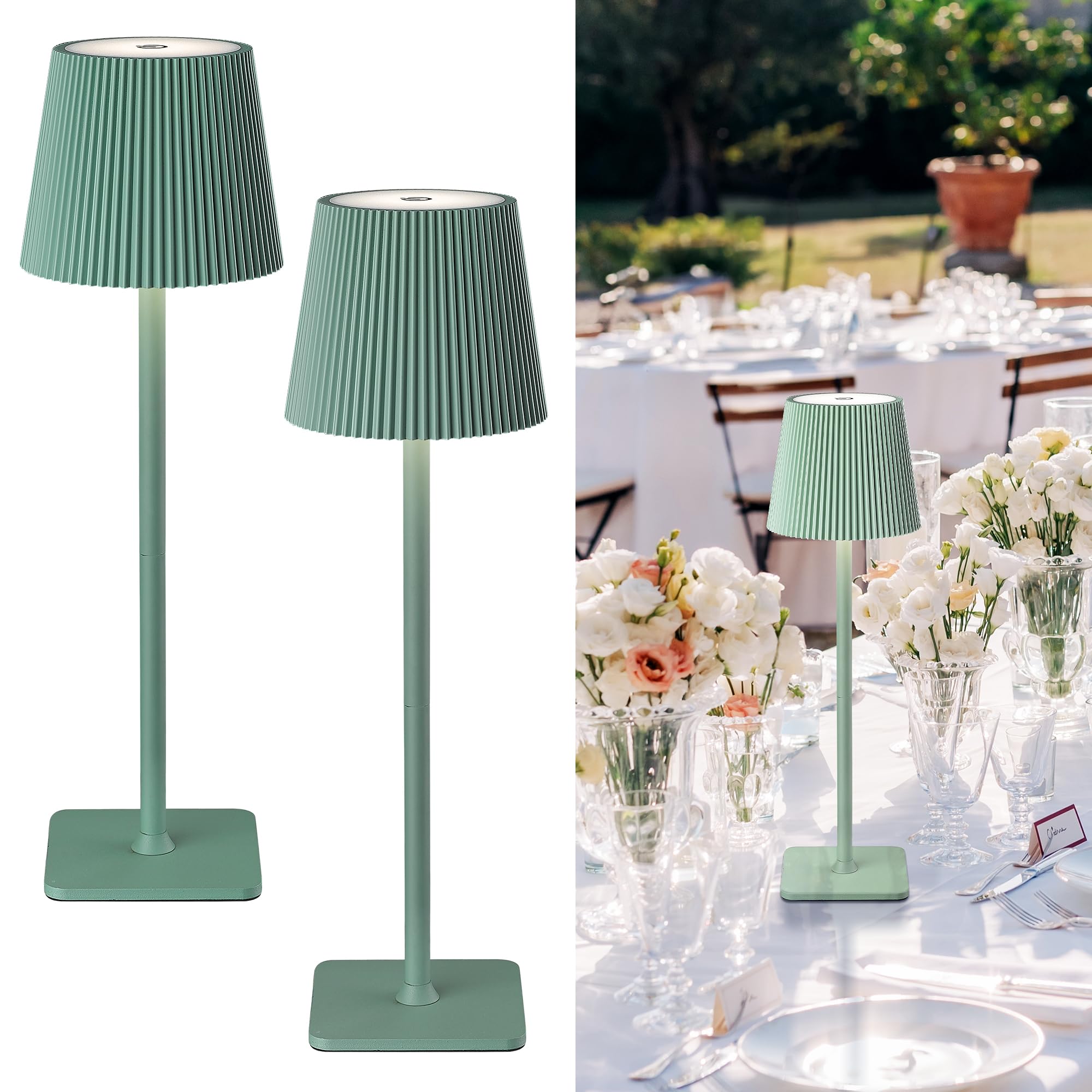 LuminexDesigns 2 Lampade da Tavolo LED Senza Fili, Verde