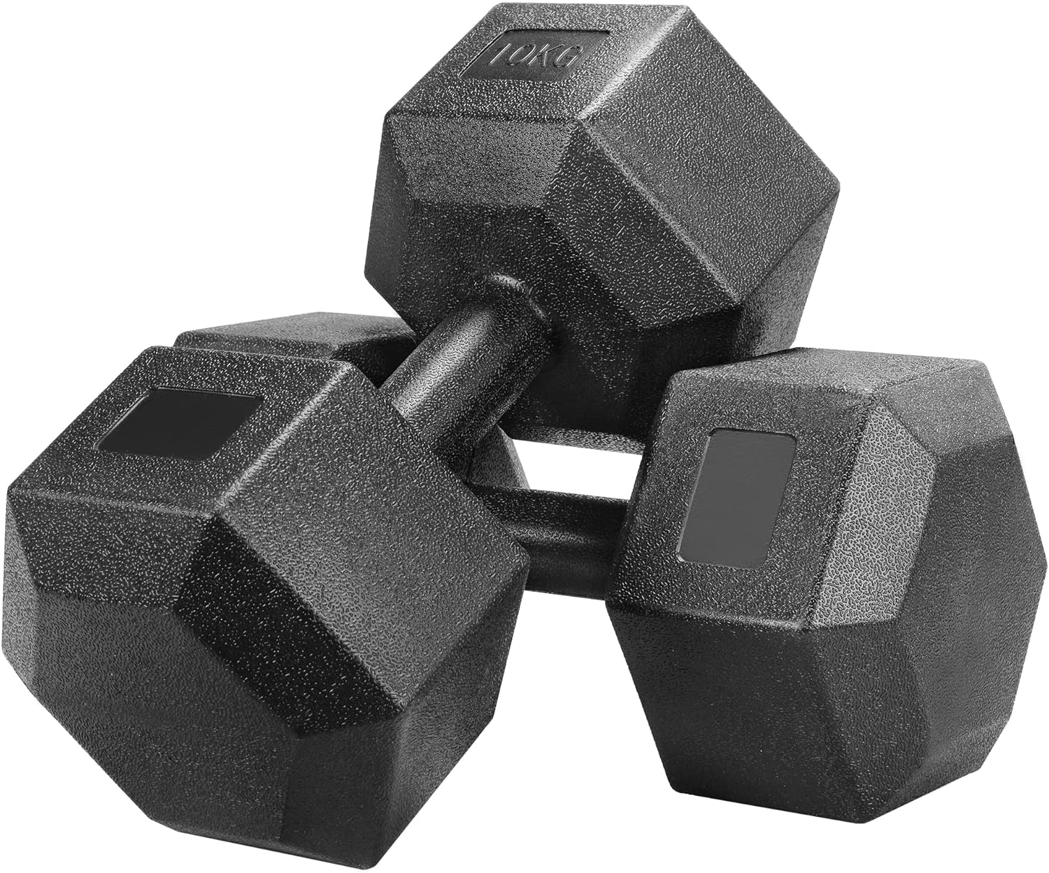 Yaheetech Set 2 Manubri Esagonali in Ferro e PVC, Nero - immagine 1