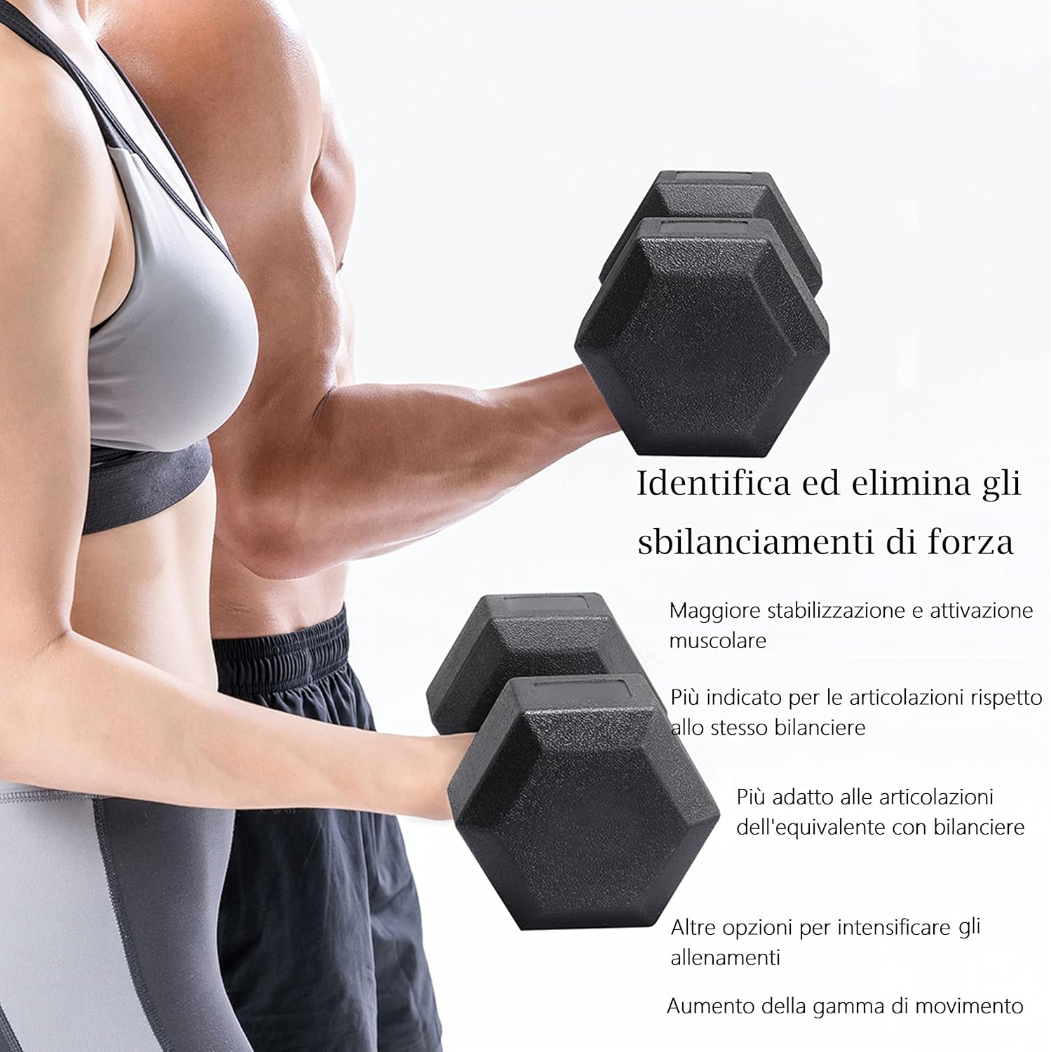 Yaheetech Set 2 Manubri Esagonali in Ferro e PVC, Nero - immagine 3