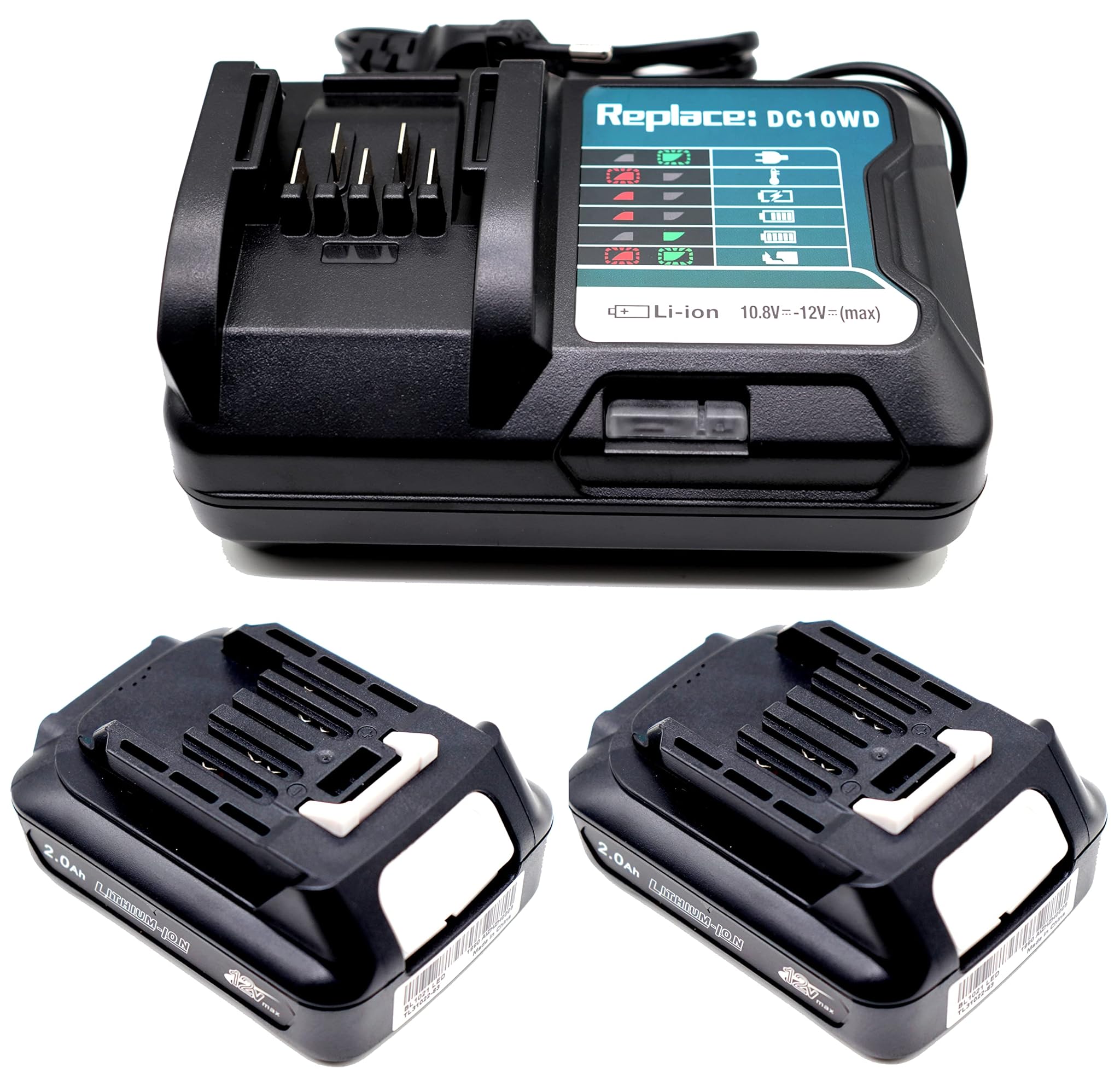 Fengwings® BL1021B - 2 Batterie 2.0A per Makita 10.8V 12V