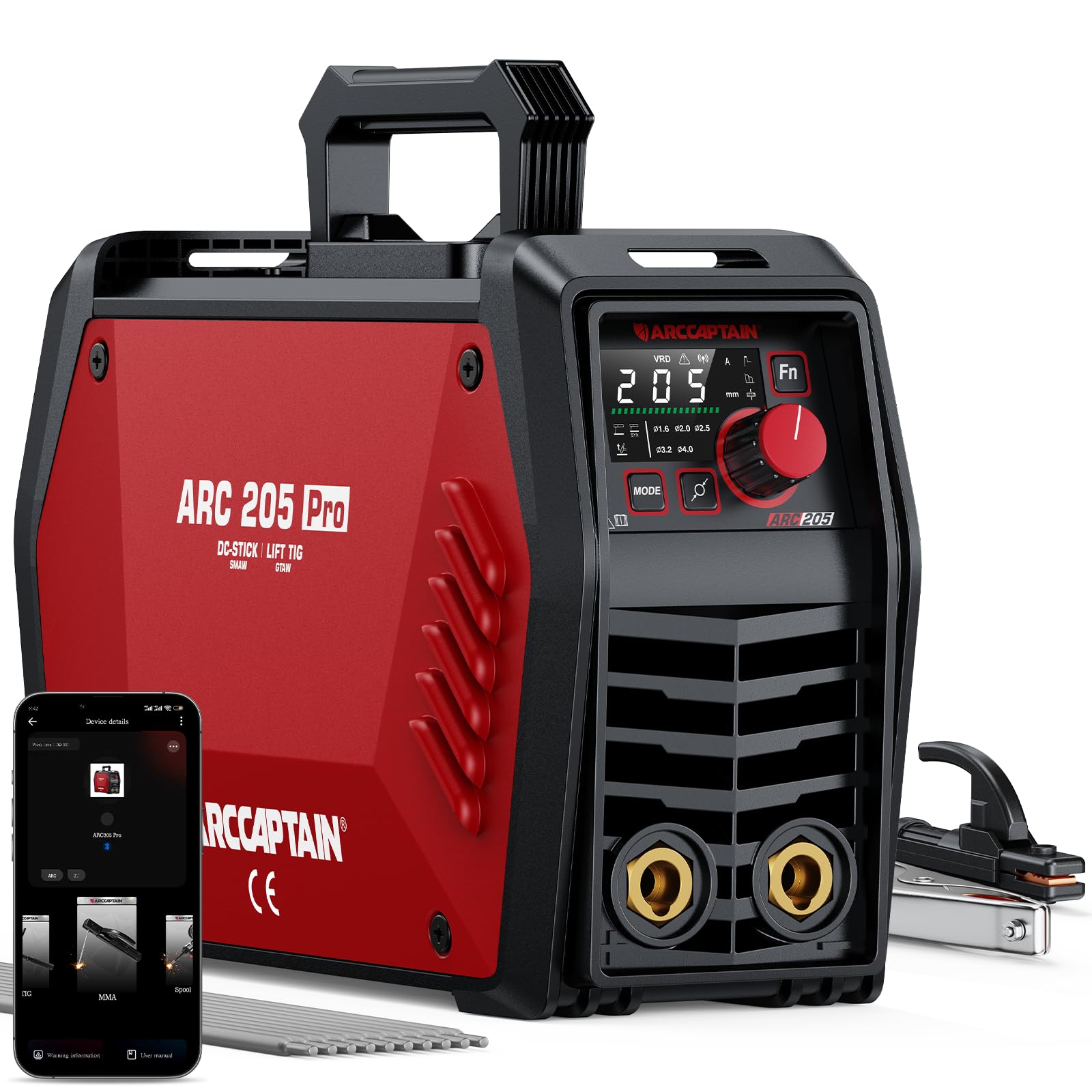 ARCCAPTAIN Saldatrice Elettrodo iControl ARC205 Pro 205Amp
