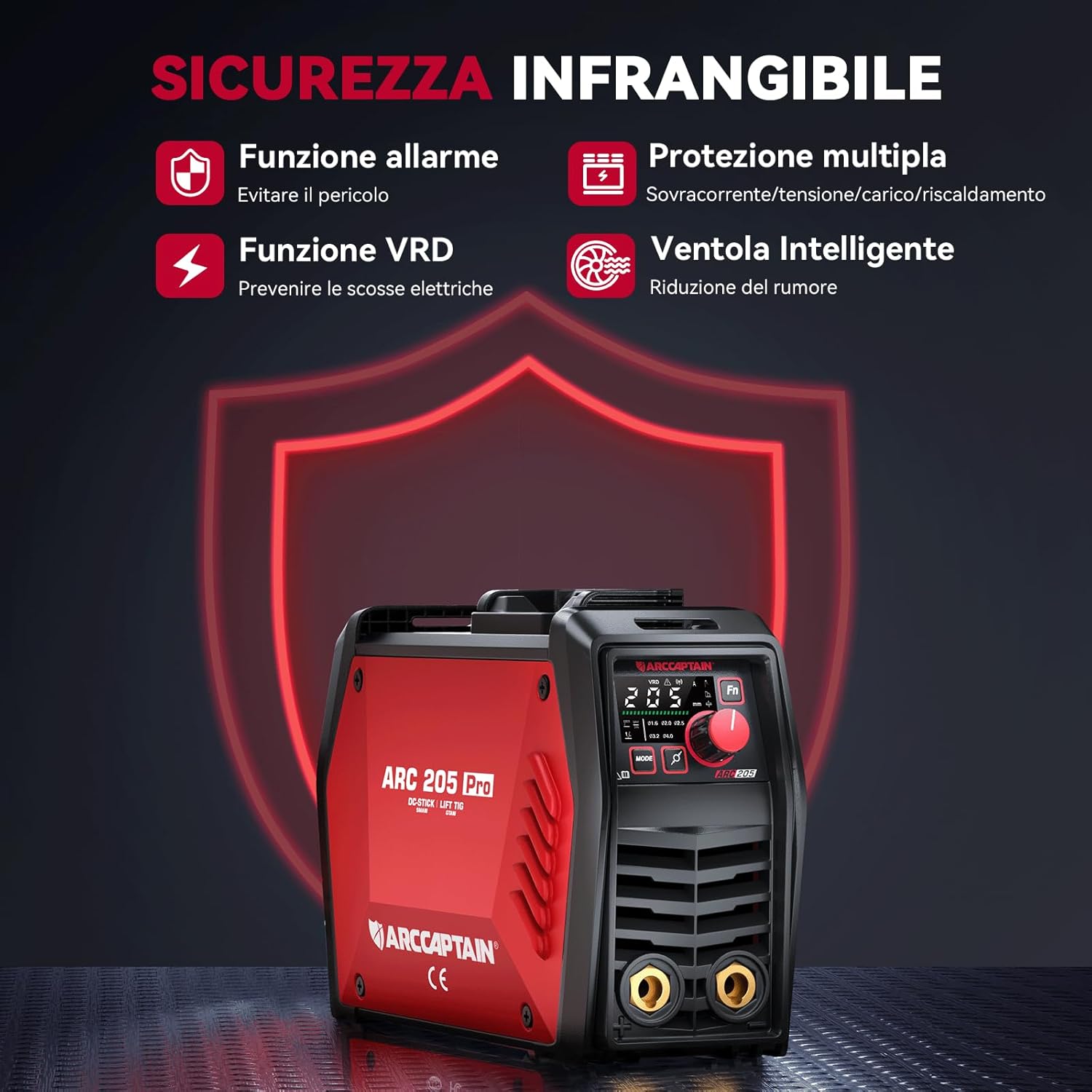 ARCCAPTAIN Saldatrice Elettrodo iControl ARC205 Pro 205Amp - immagine 6