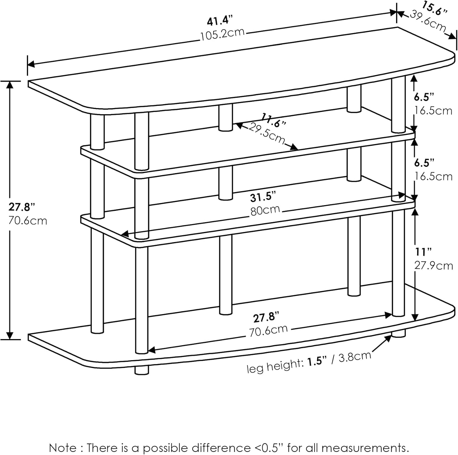 Furinno Frans Turn-N-Tube Supporto TV a 4 Ripiani - immagine 3