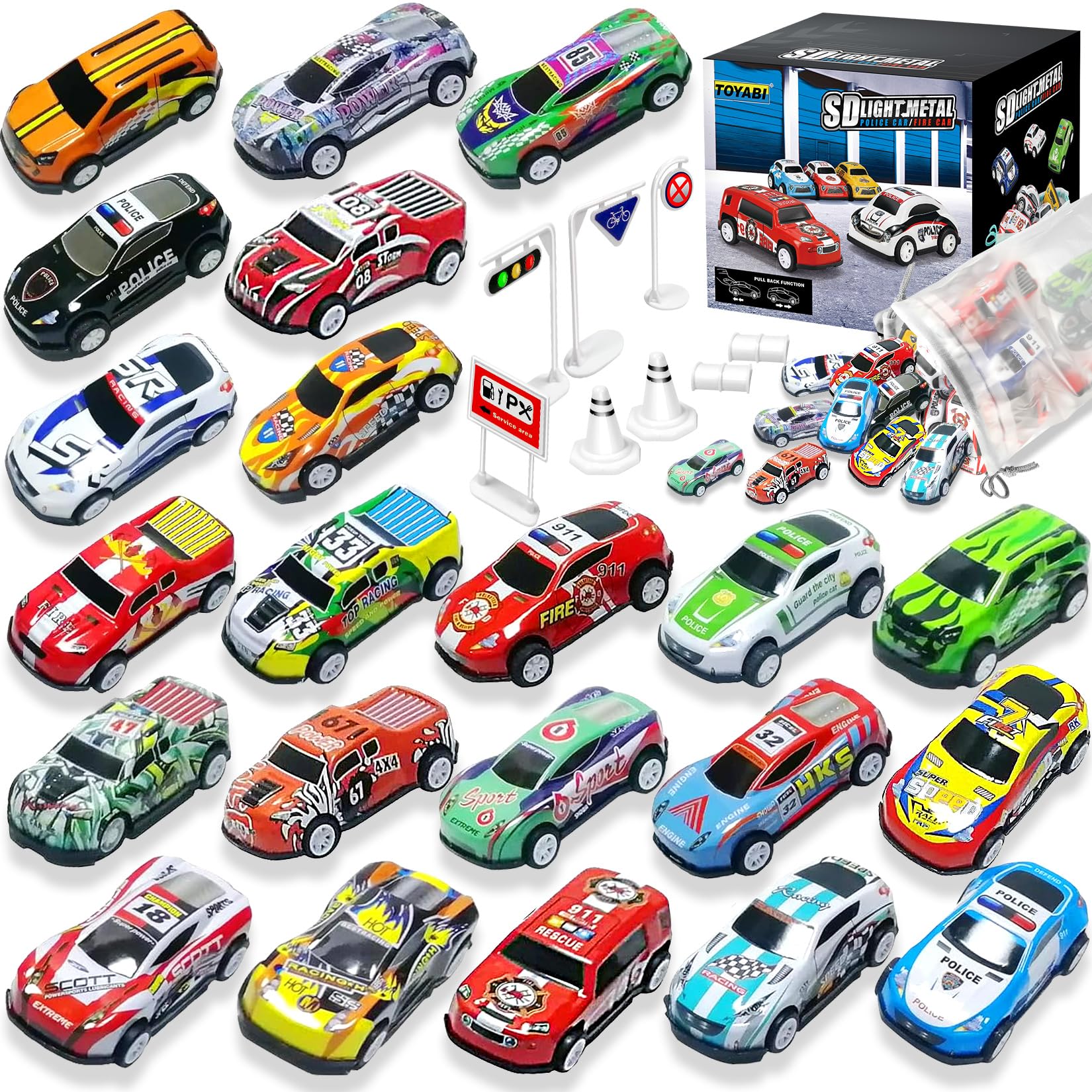 Macchinine per Bambini - Set 22 Veicoli Die Cast 1:64