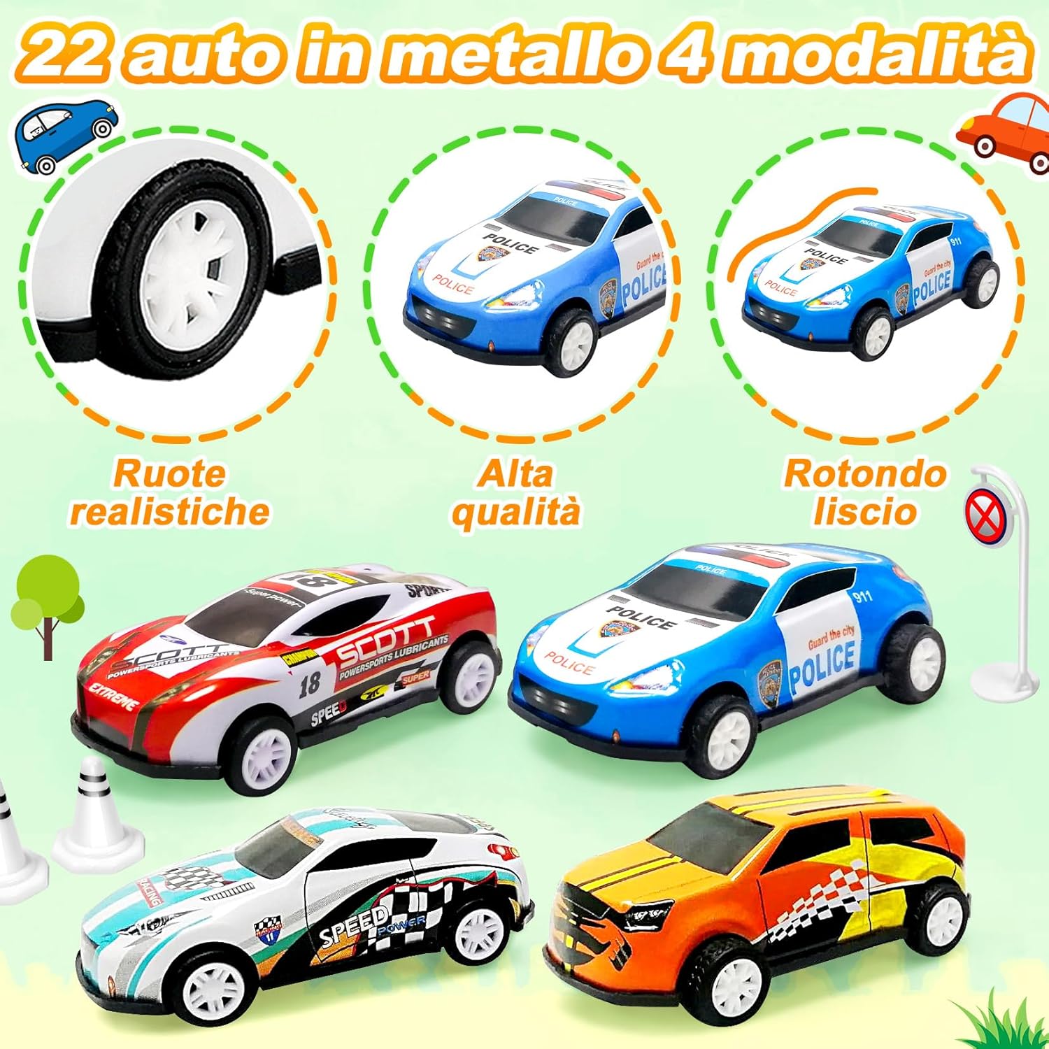 Macchinine per Bambini - Set 22 Veicoli Die Cast 1:64 - immagine 5