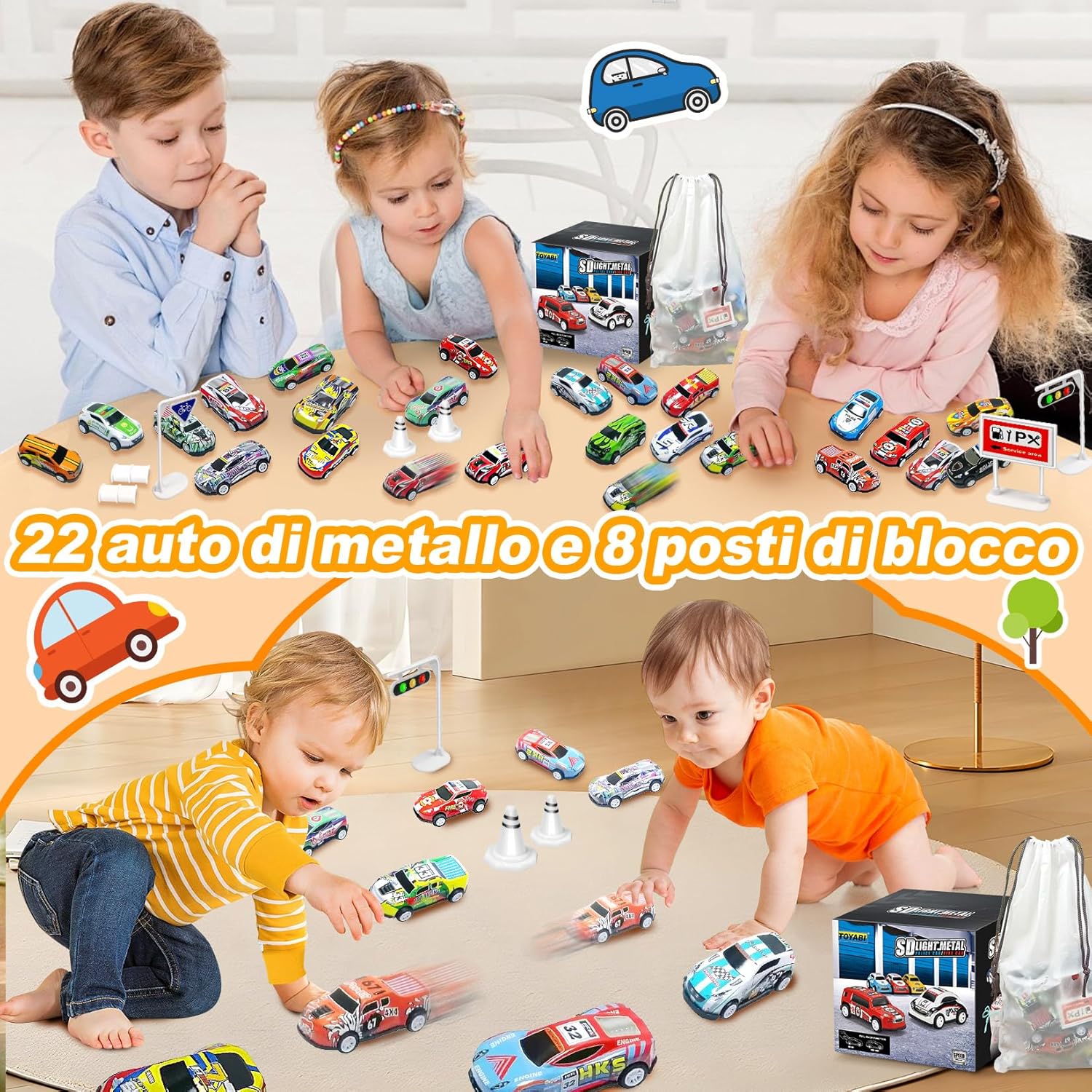 Macchinine per Bambini - Set 22 Veicoli Die Cast 1:64 - immagine 6