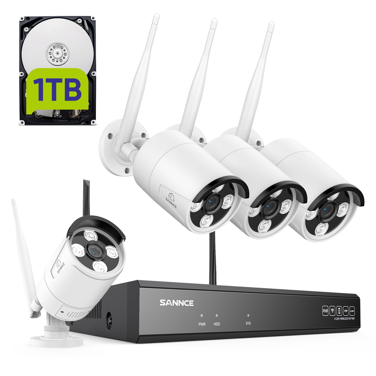 Sannce NVR Wireless 5 MP 10 CH + 4 Telecamere 3 MP