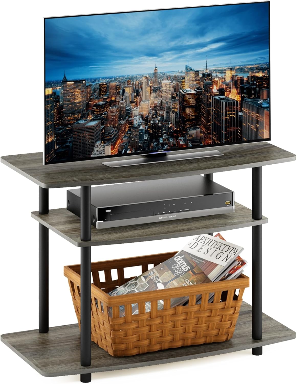 Furinno Mobile Porta TV, Grigio (French Oak Grey/Black), taglia unica - immagine 5